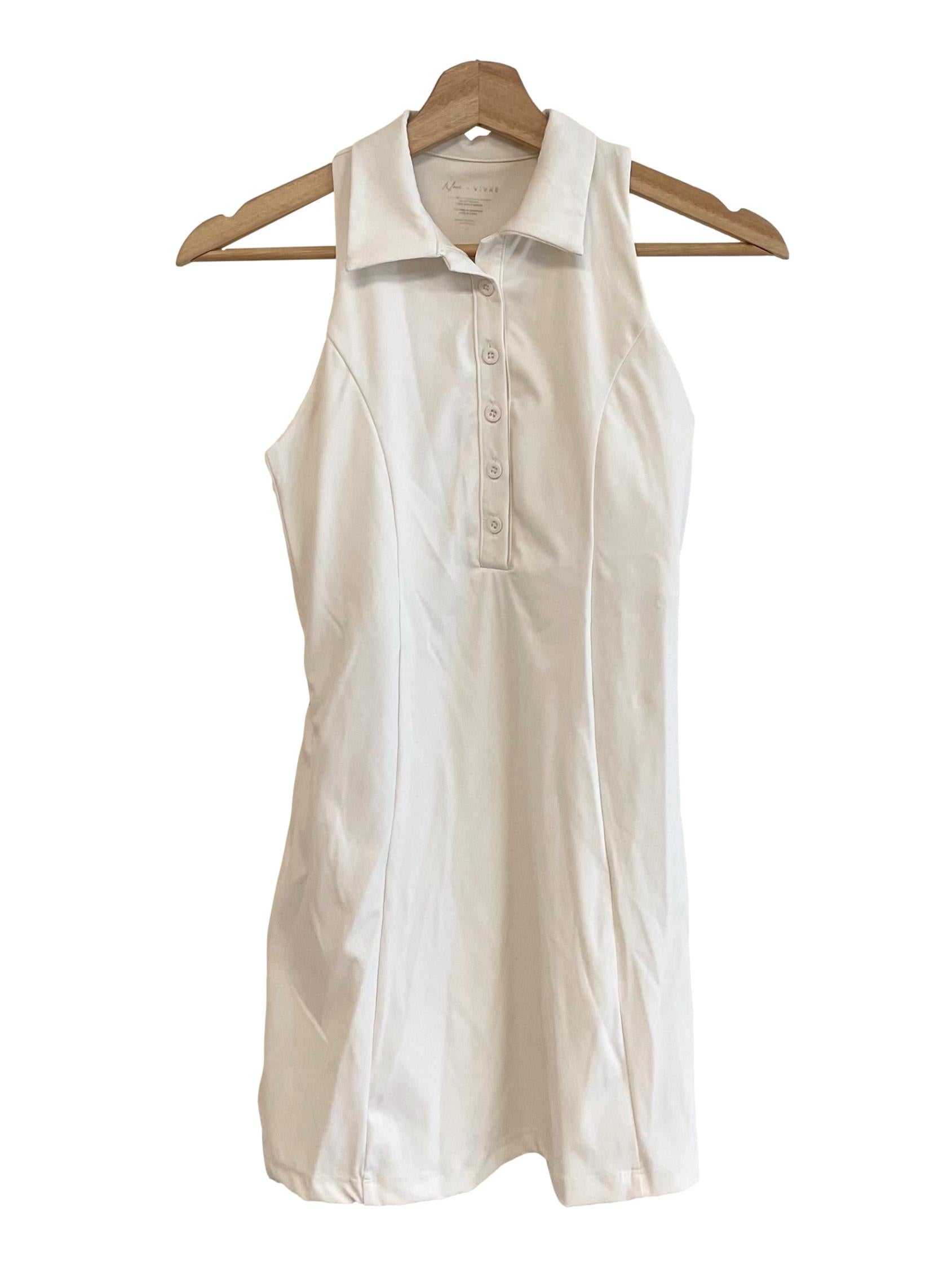 White Halter Polo Neck Slim Dress