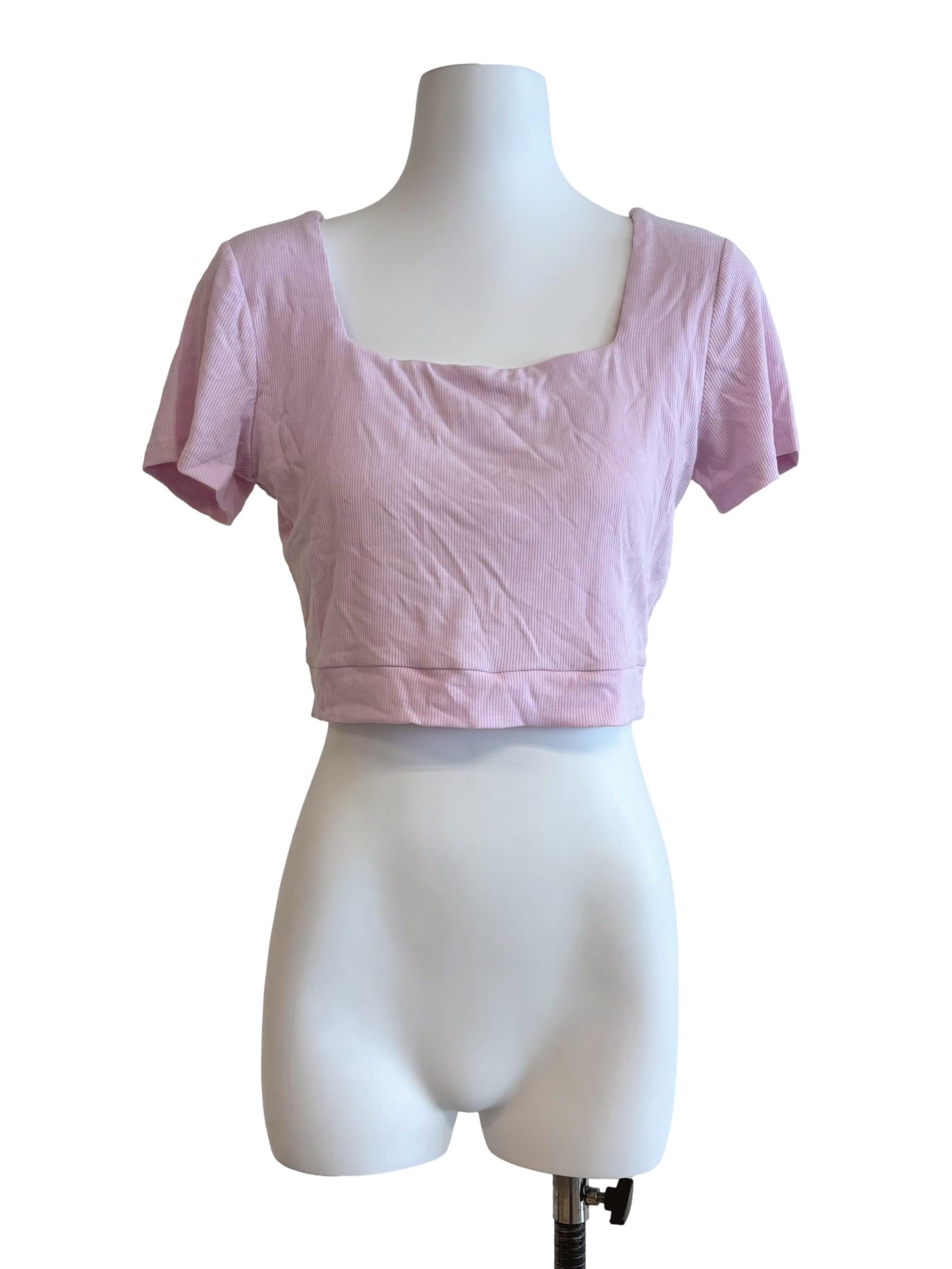 Blush Pink Ribbed Crop Top