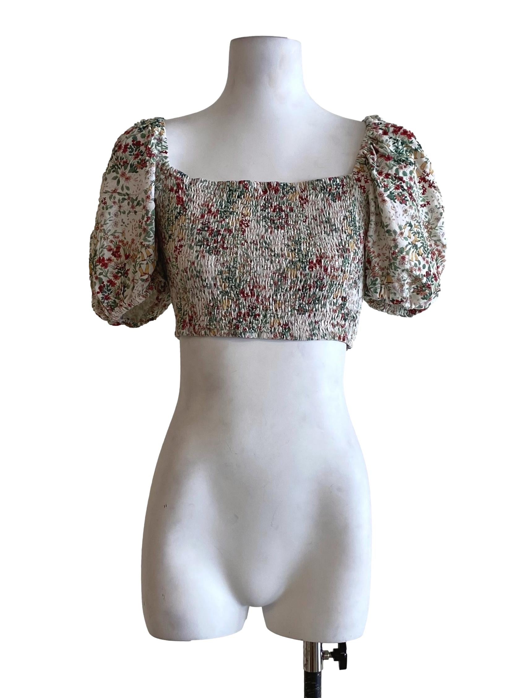 Powder White Multicolor Pattern Crop