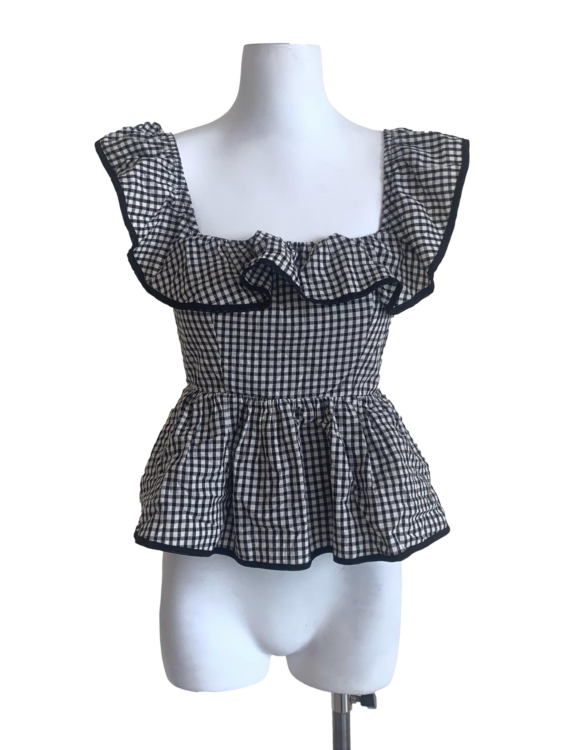 Oil Black Gingham Top