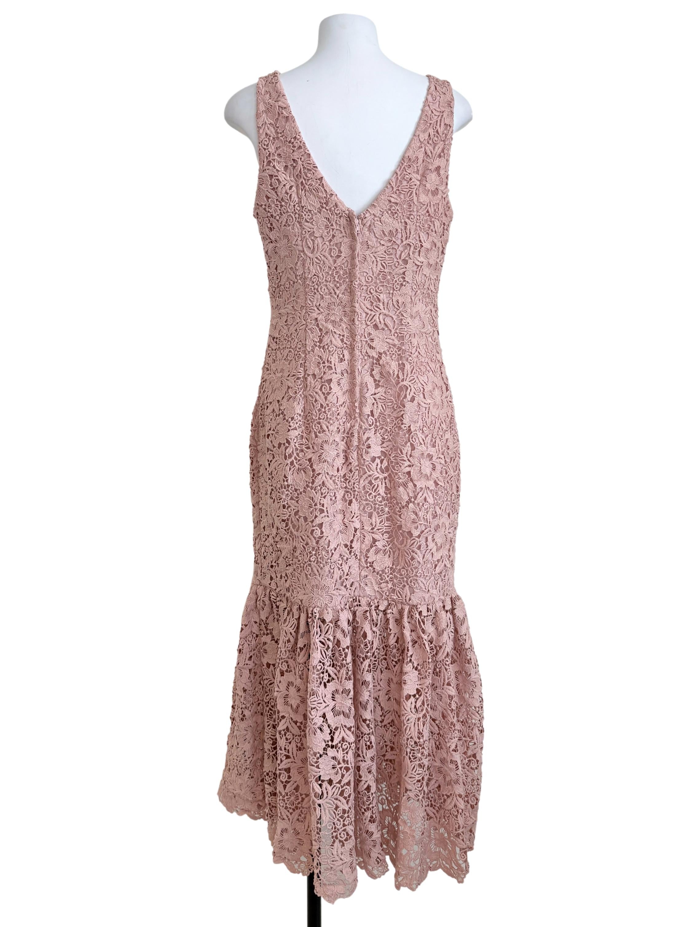 Rose Pink Lace Drop Waist Dress