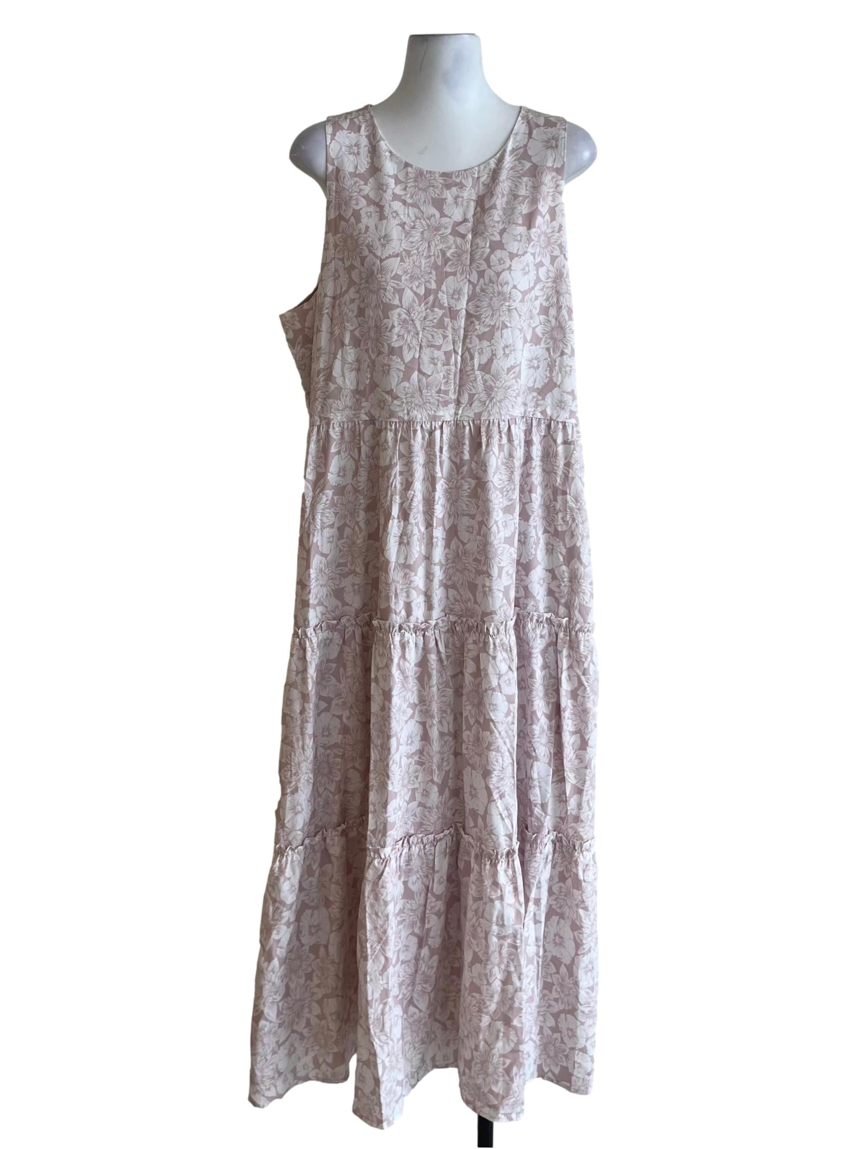 Crepe Pink Floral A-Line Dress