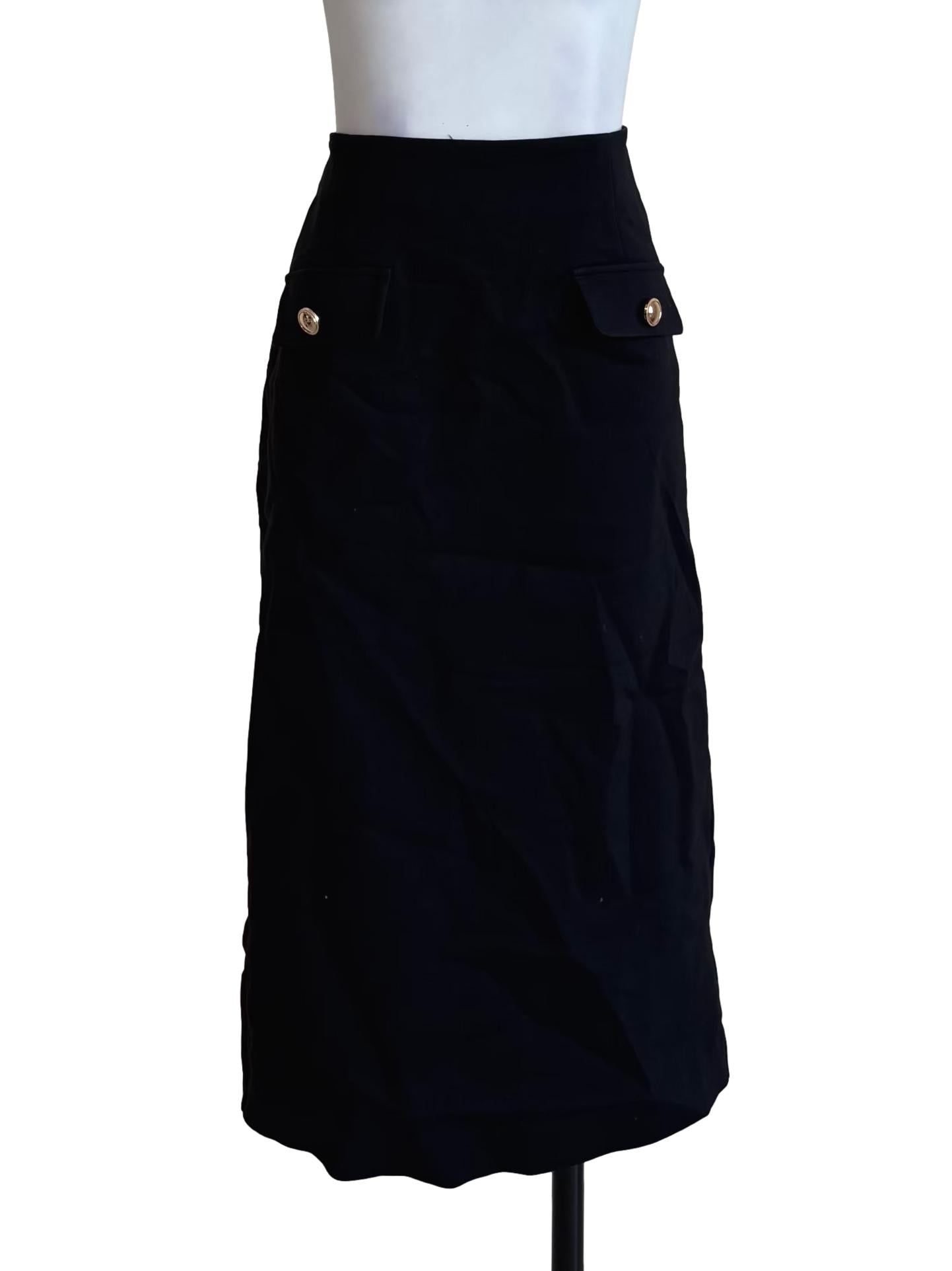 Jet Black Straight Midi Skirt LB