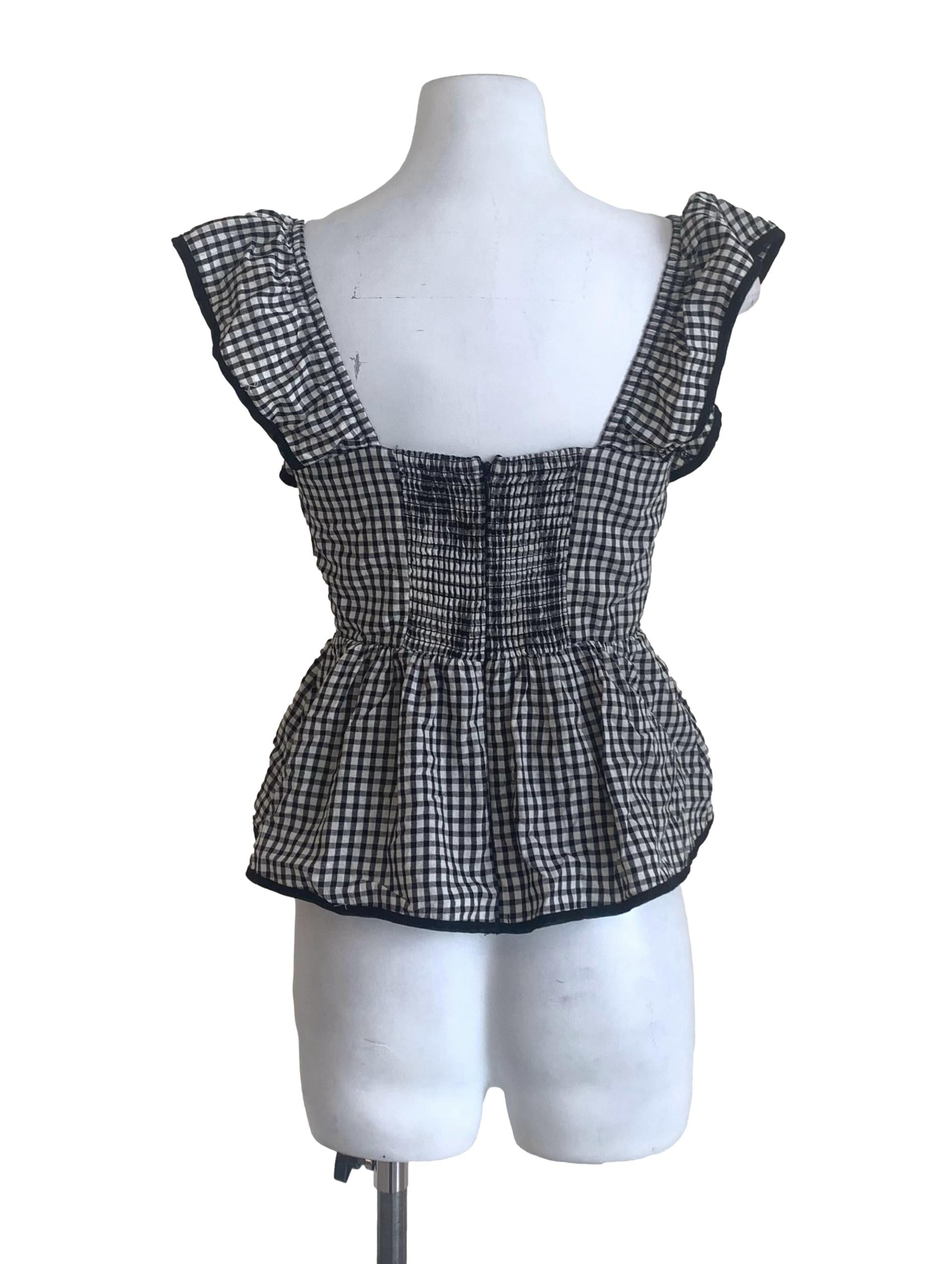 Oil Black Gingham Top