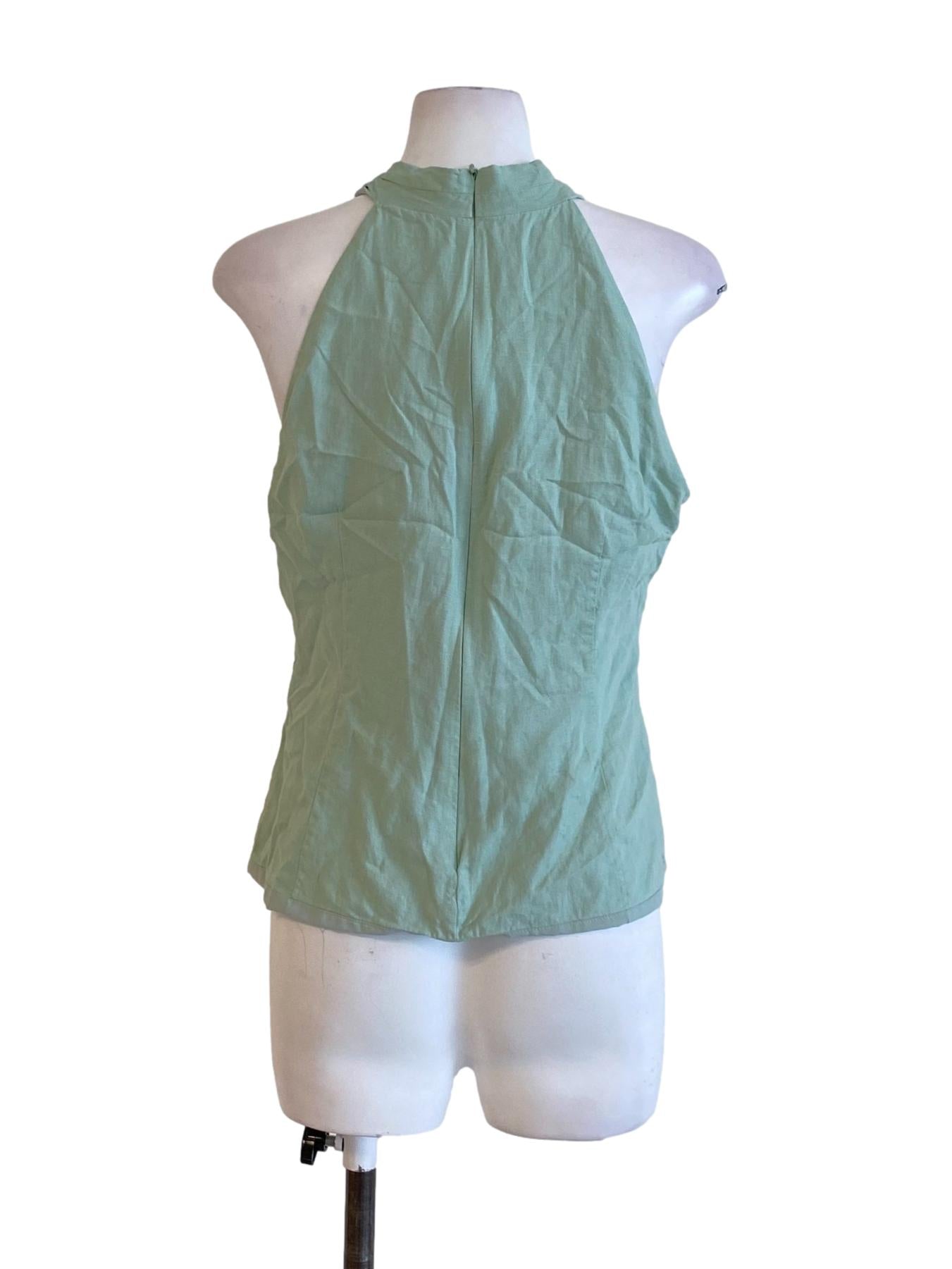 Sage Green Cross Front Loose Sheath Top