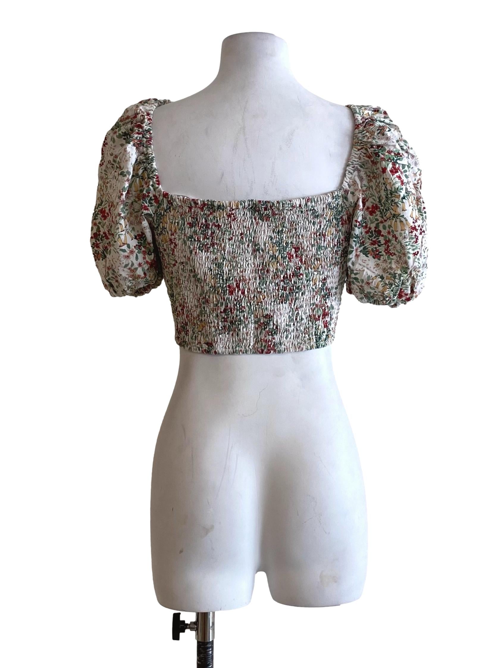 Powder White Multicolor Pattern Crop