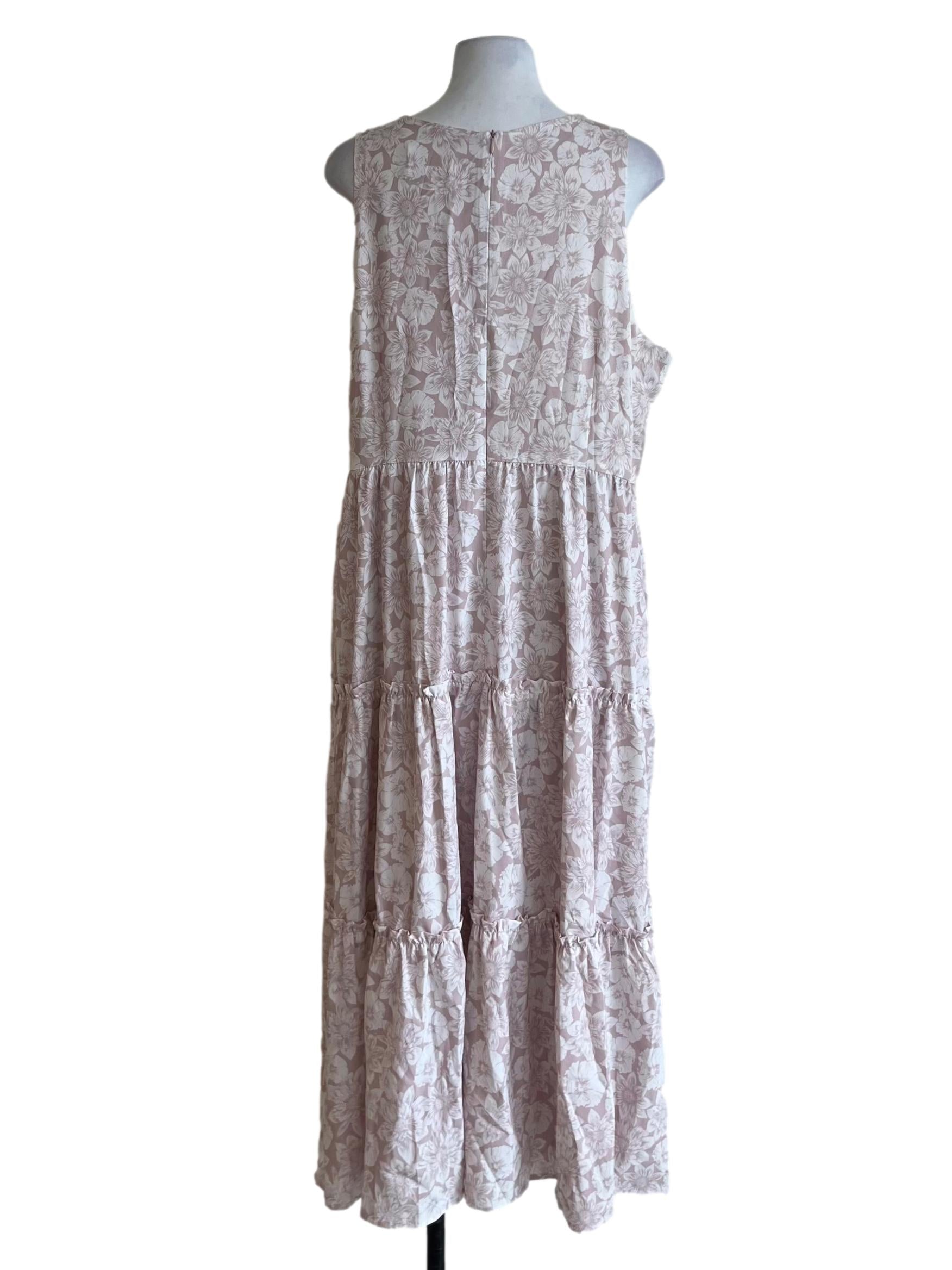 Crepe Pink Floral A-Line Dress