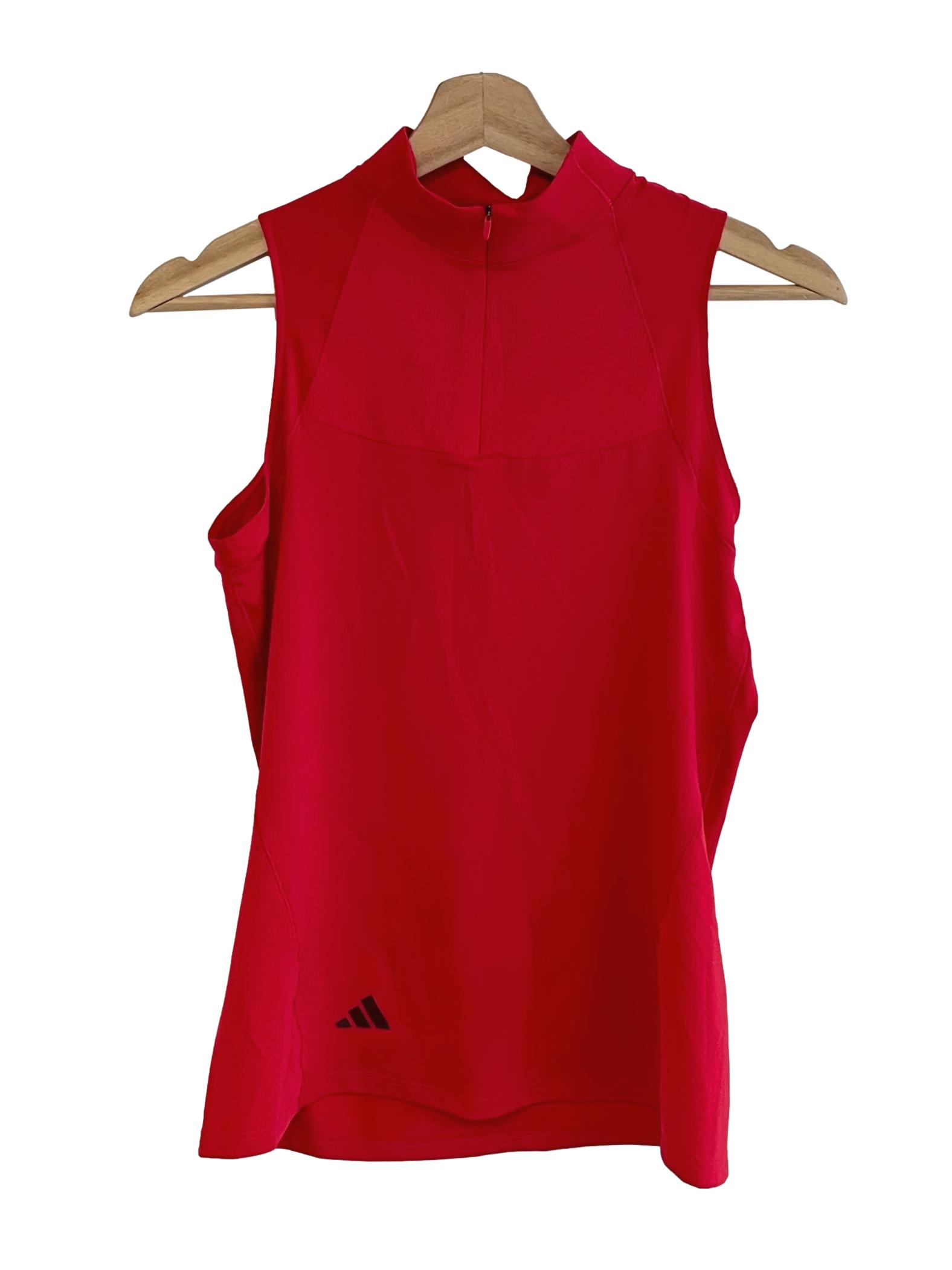Red Half Zip Mid Neck Top