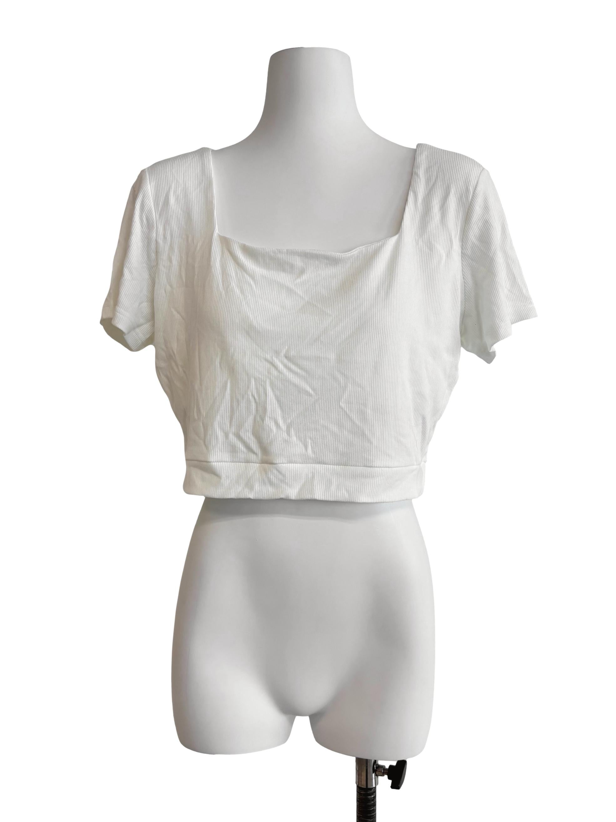 Pearl White Ribbed Crop Top