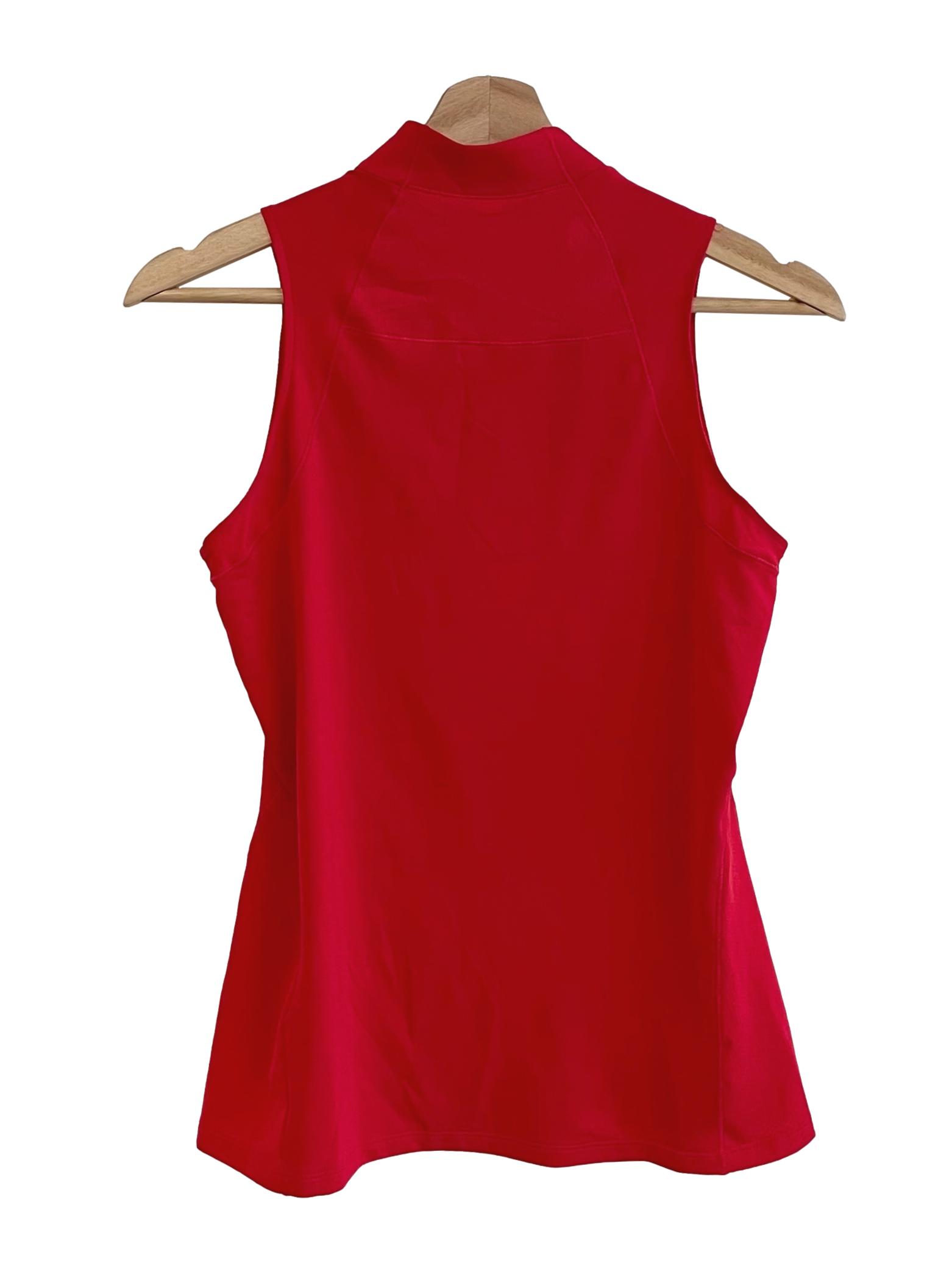 Red Half Zip Mid Neck Top
