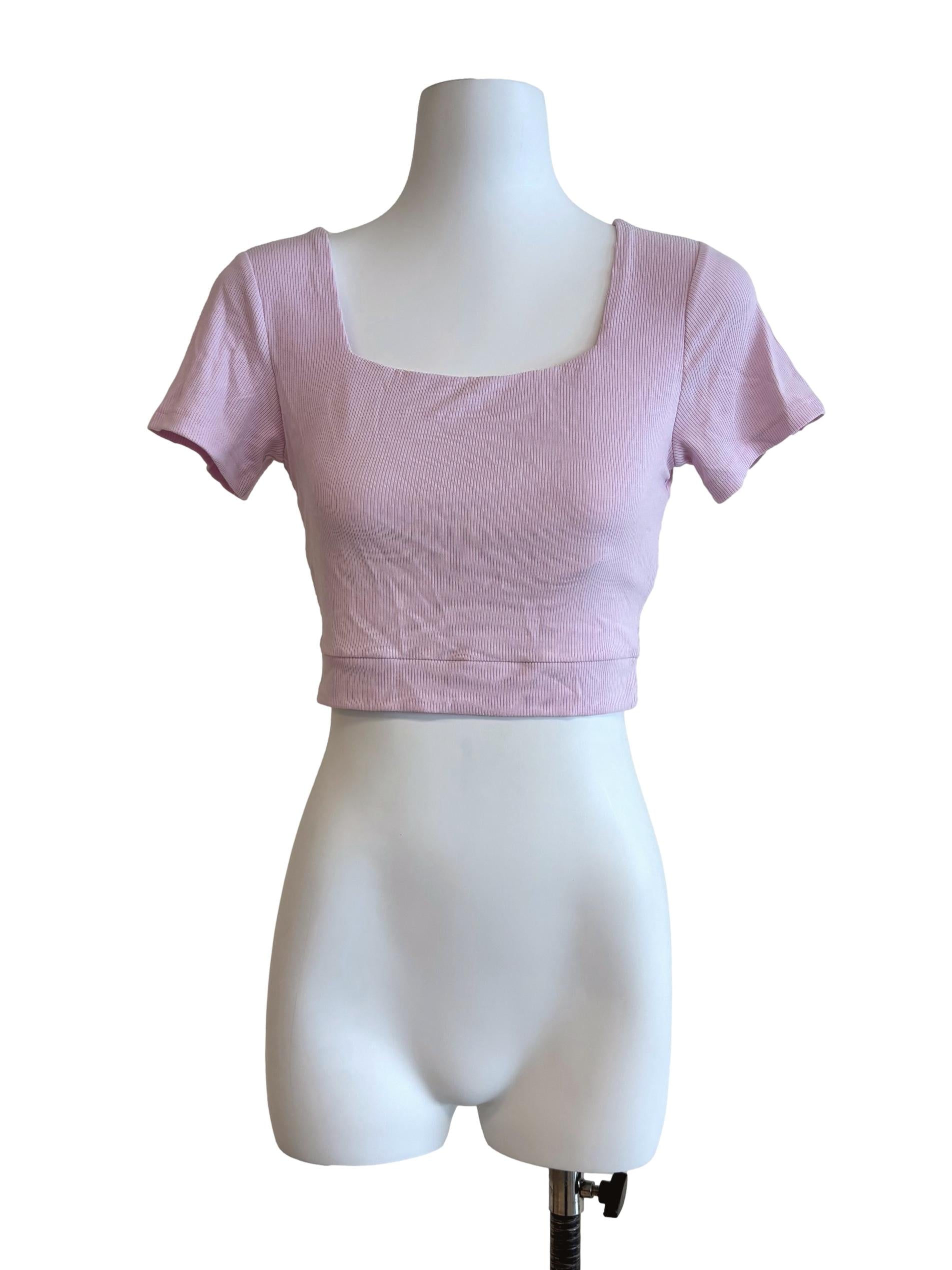 Blush Pink Ribbed Crop Top