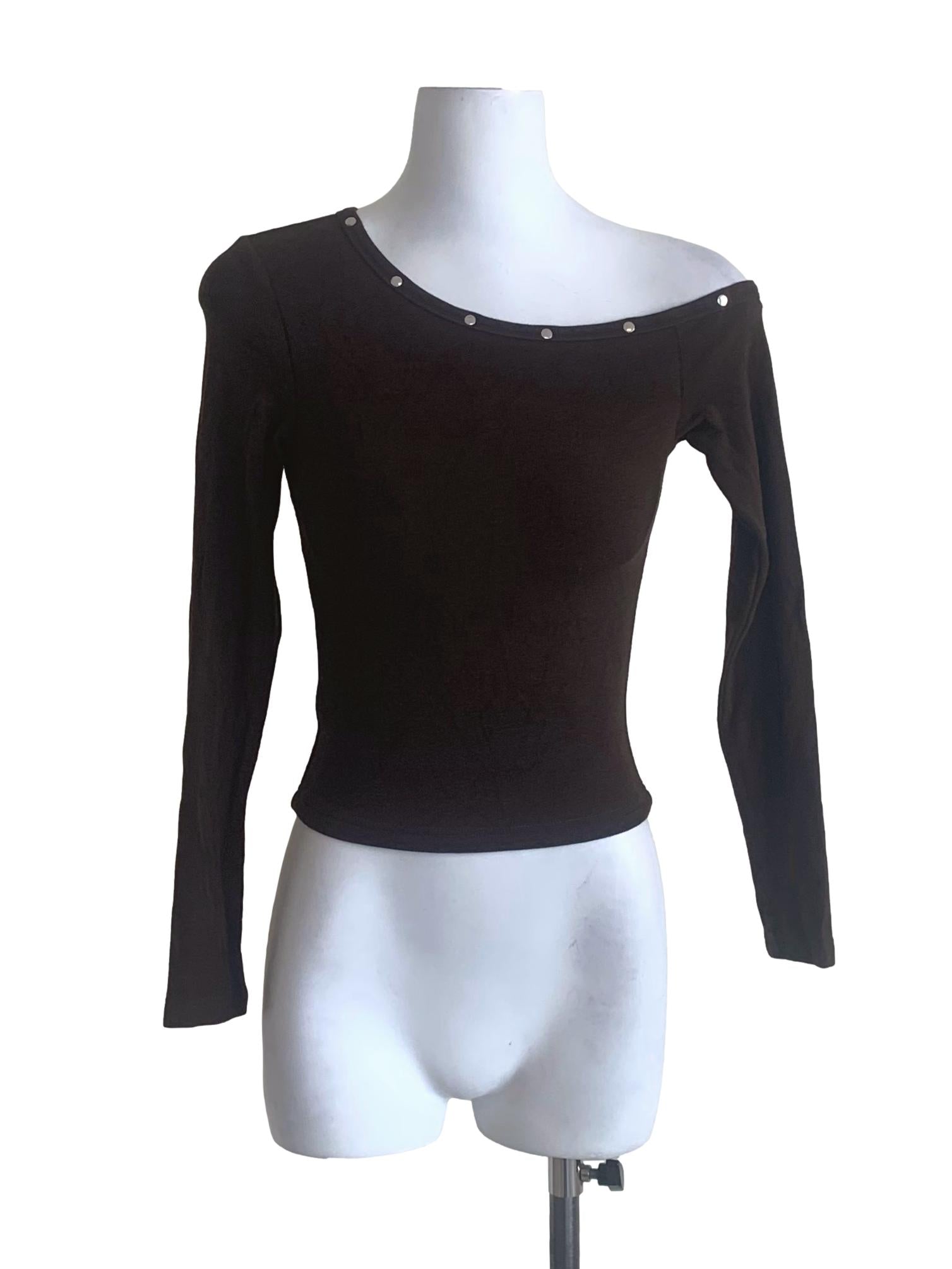 Umber Brown Asymmetric Neck Top TTR