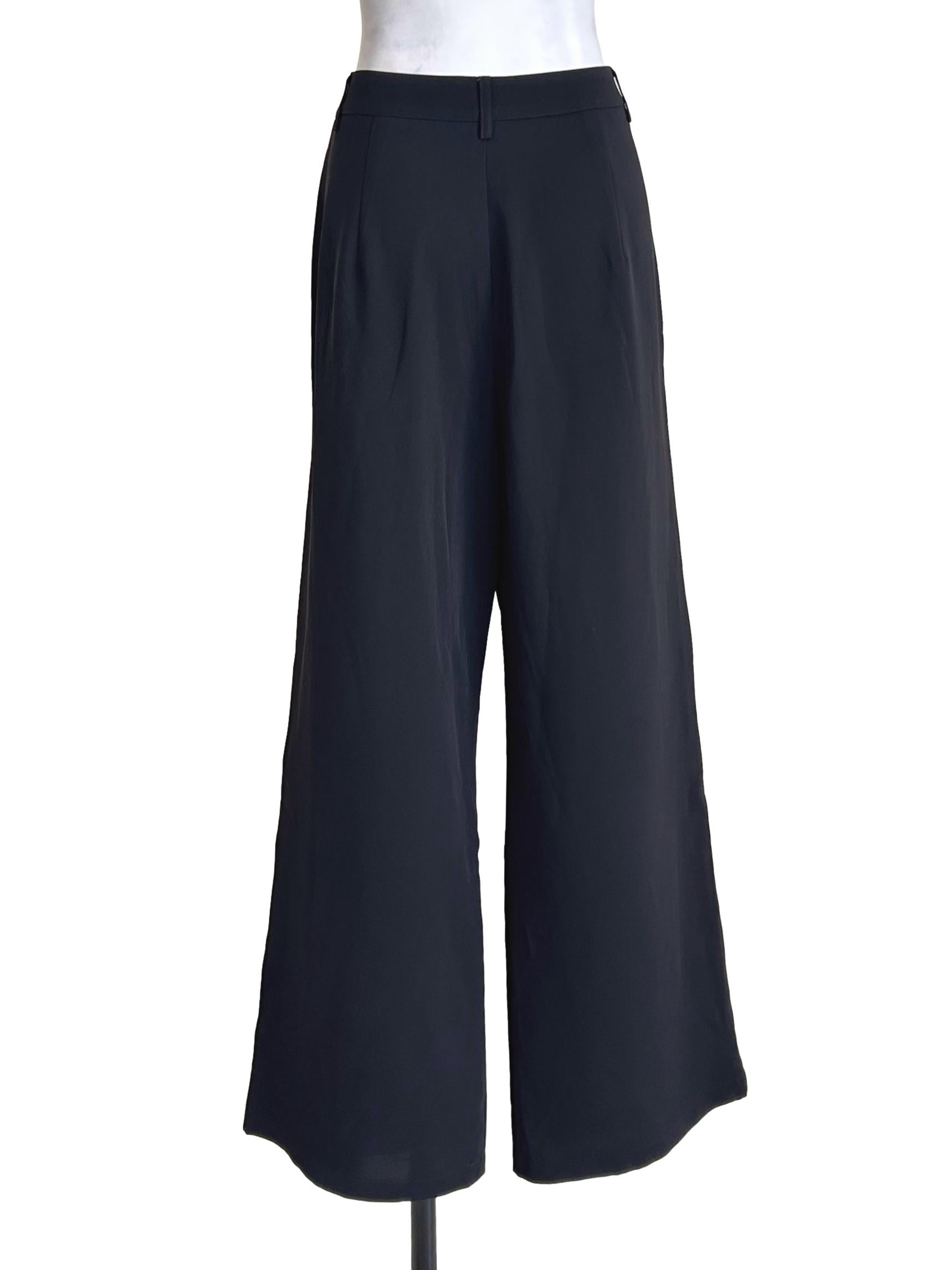 Black Pleated Wide Leg Trousers