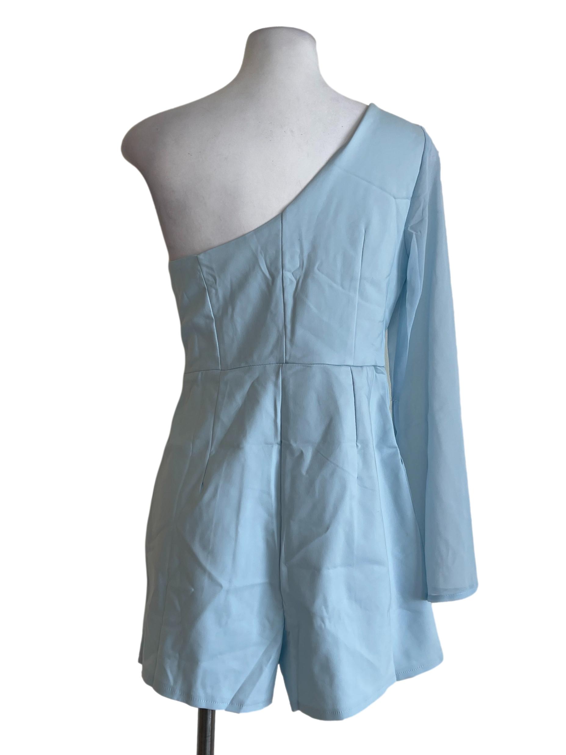 Sky Blue One Shoulder Jumpsuit