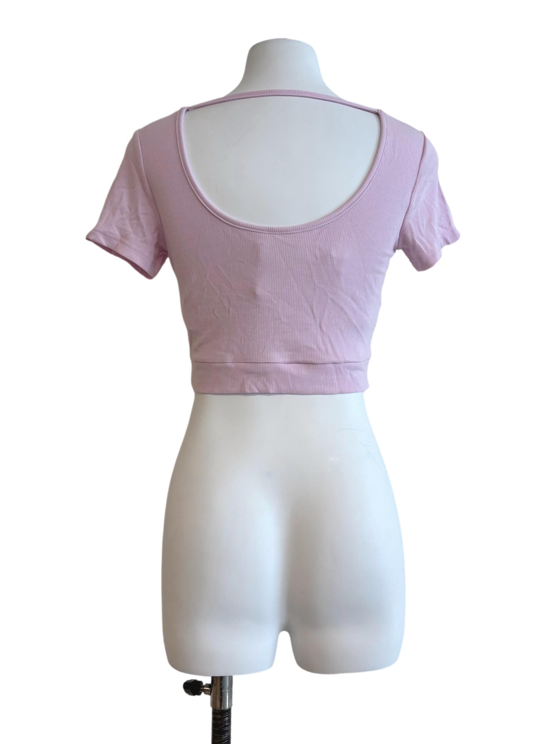Blush Pink Ribbed Crop Top
