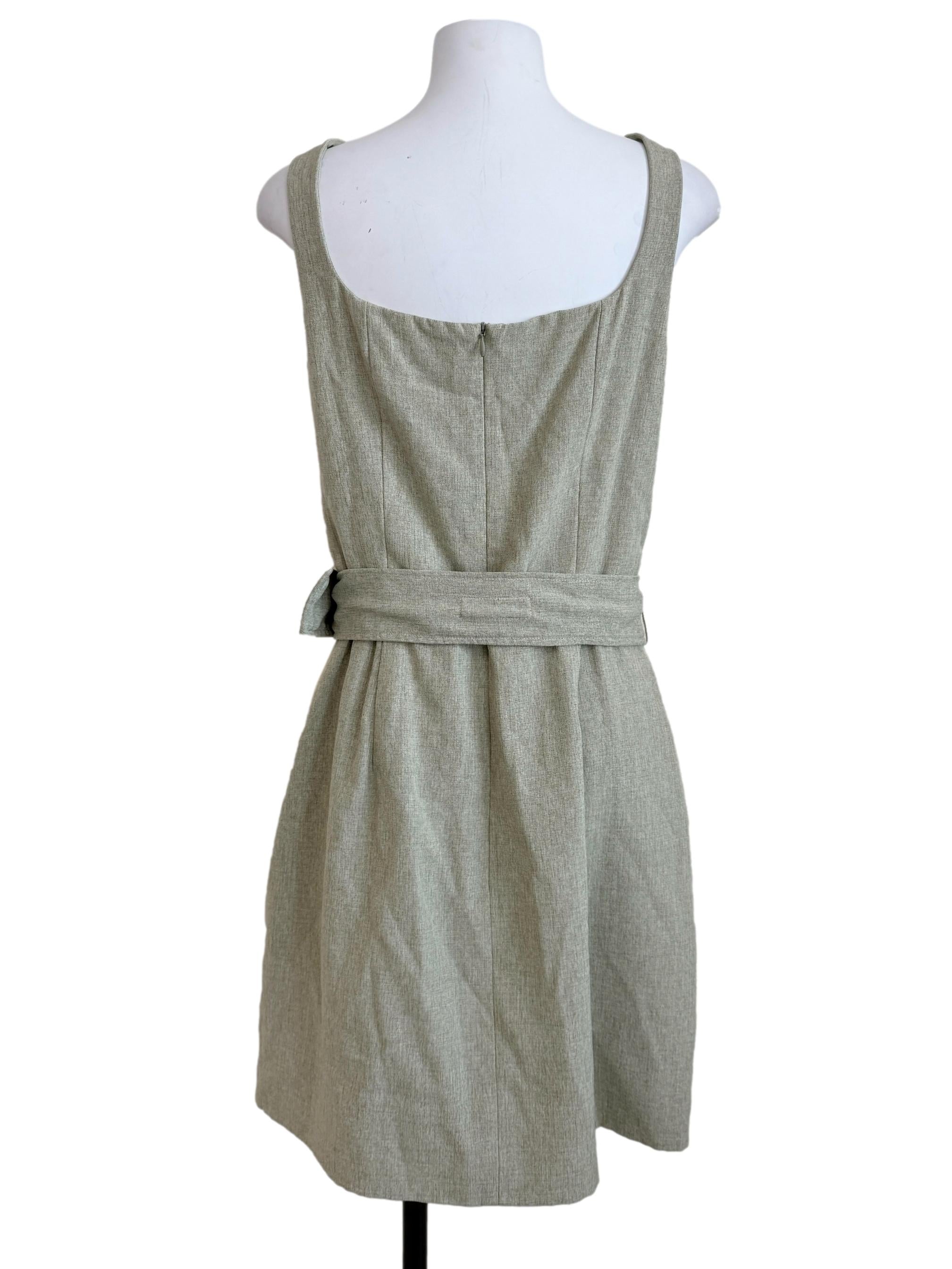Olive Green Belted Sheath Dress