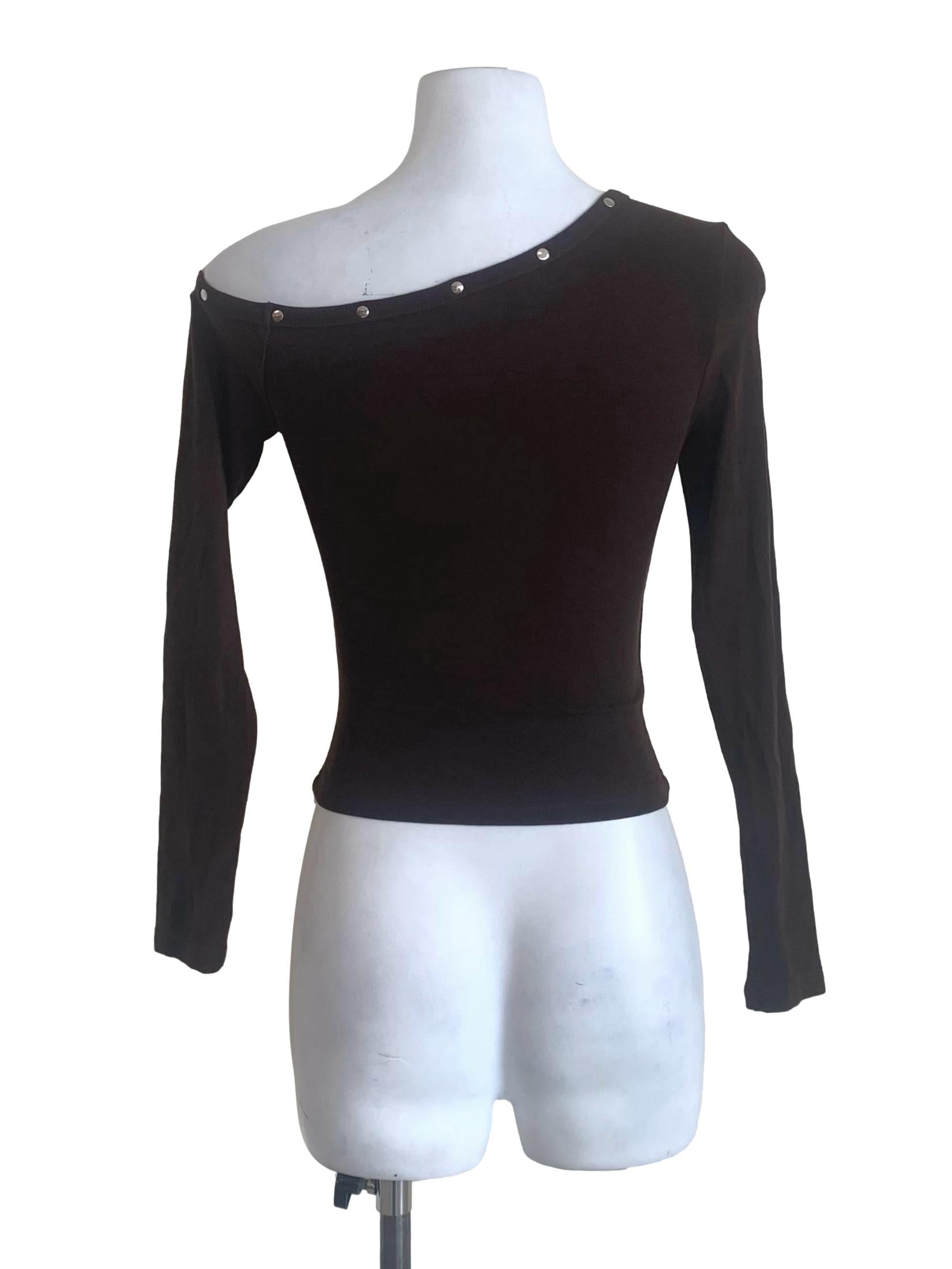 Umber Brown Asymmetric Neck Top TTR