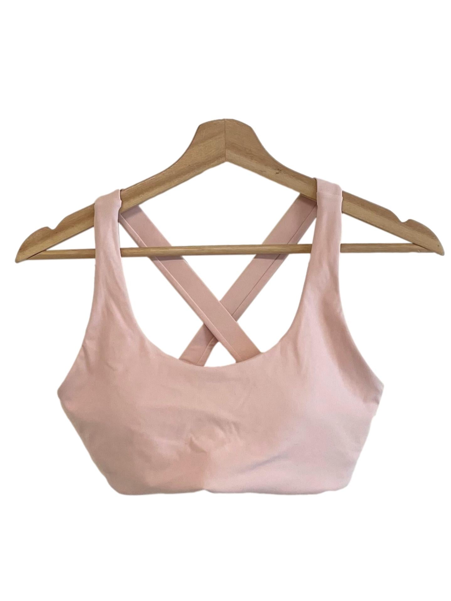 Pale Nude Pink Crossed Back Sports Bra