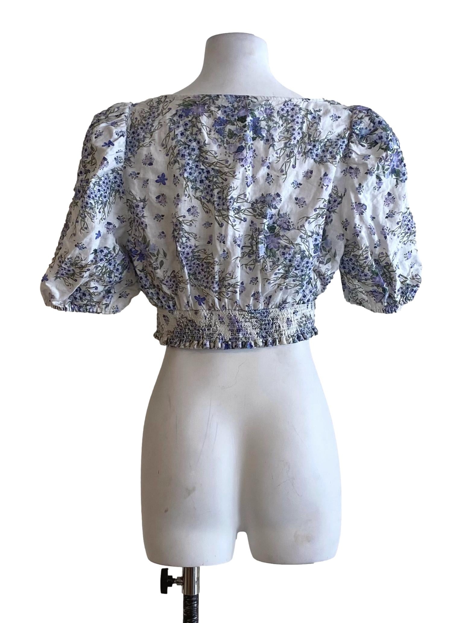 Pure White Multicolor Floral Pattern Square Crop