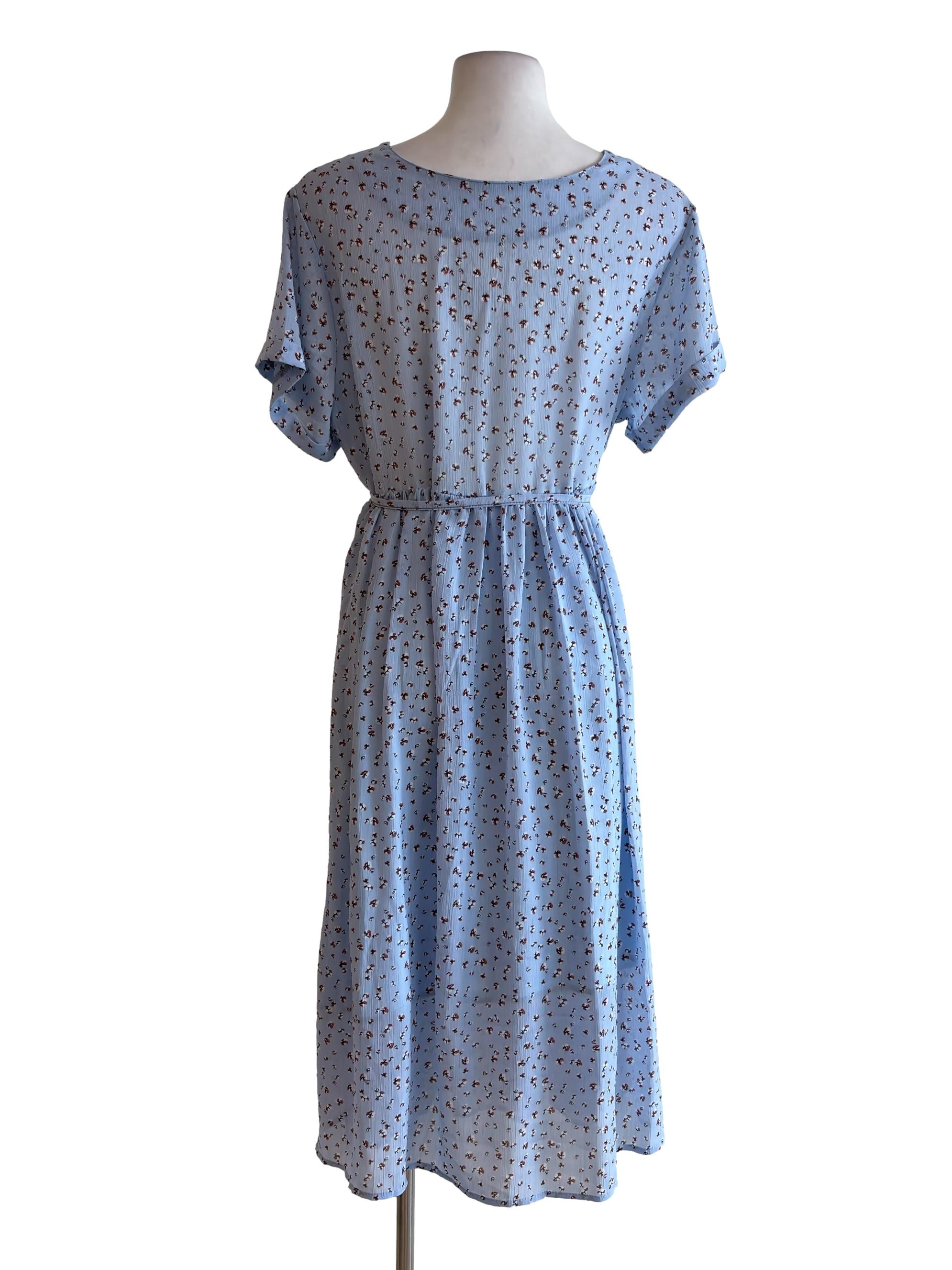 Light Blue Pattern Print Empire Dress