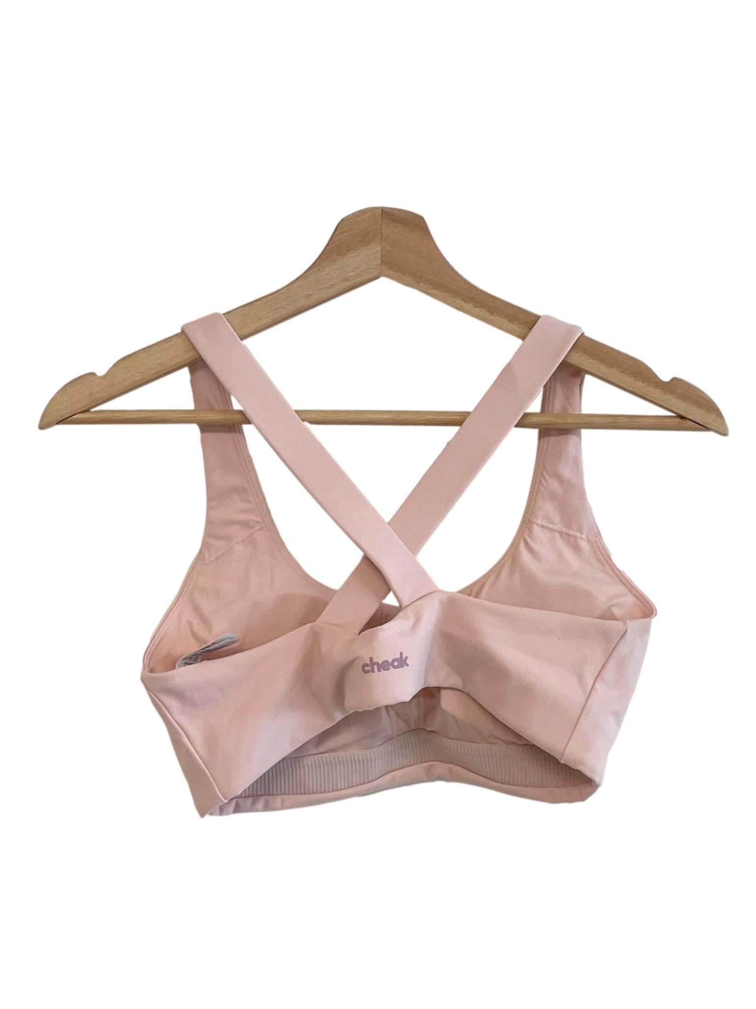 Pale Nude Pink Crossed Back Sports Bra