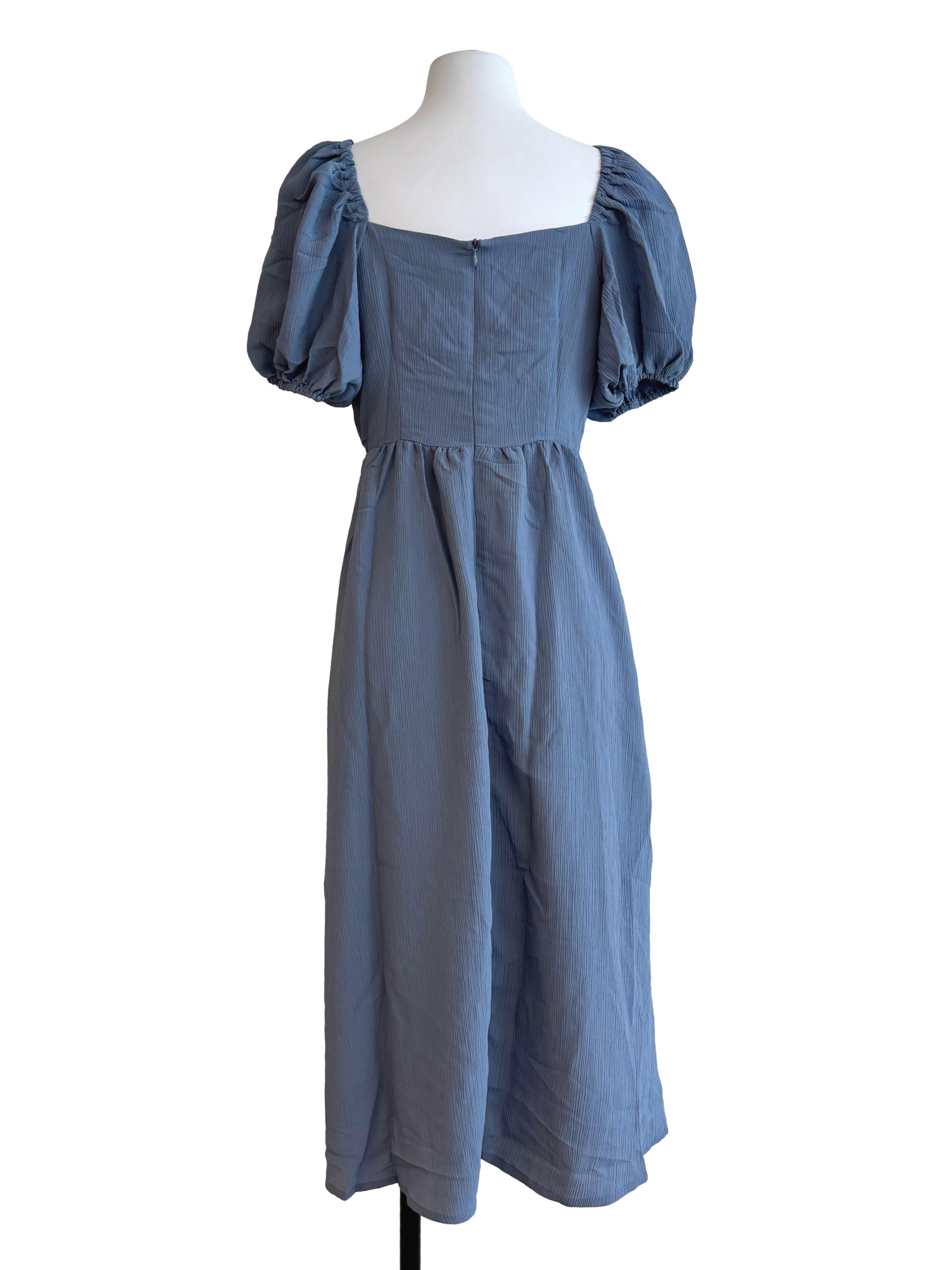 Aegean Blue Surplice A-Line Dress