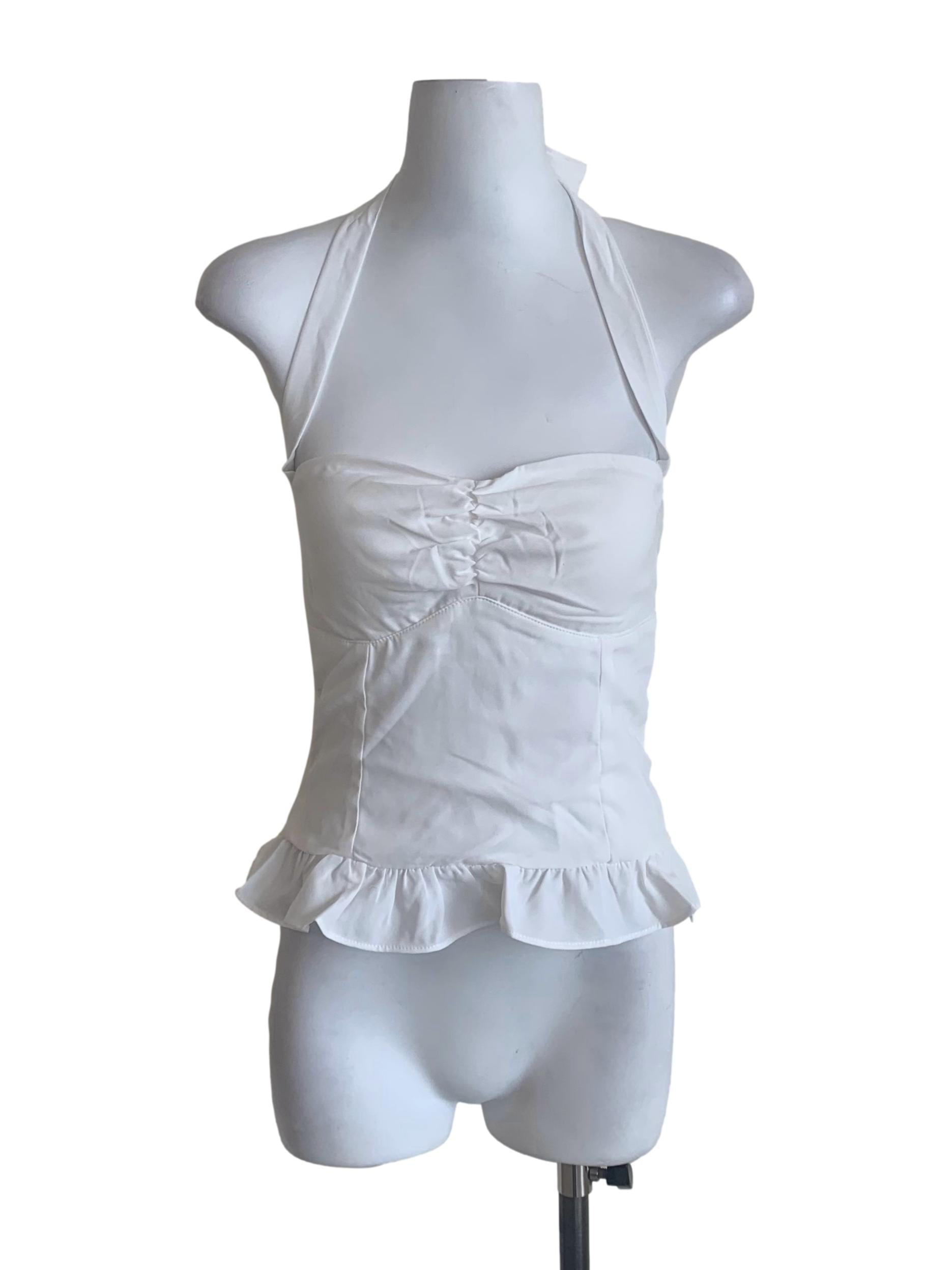Chiffon White Sweetheart Halter Top