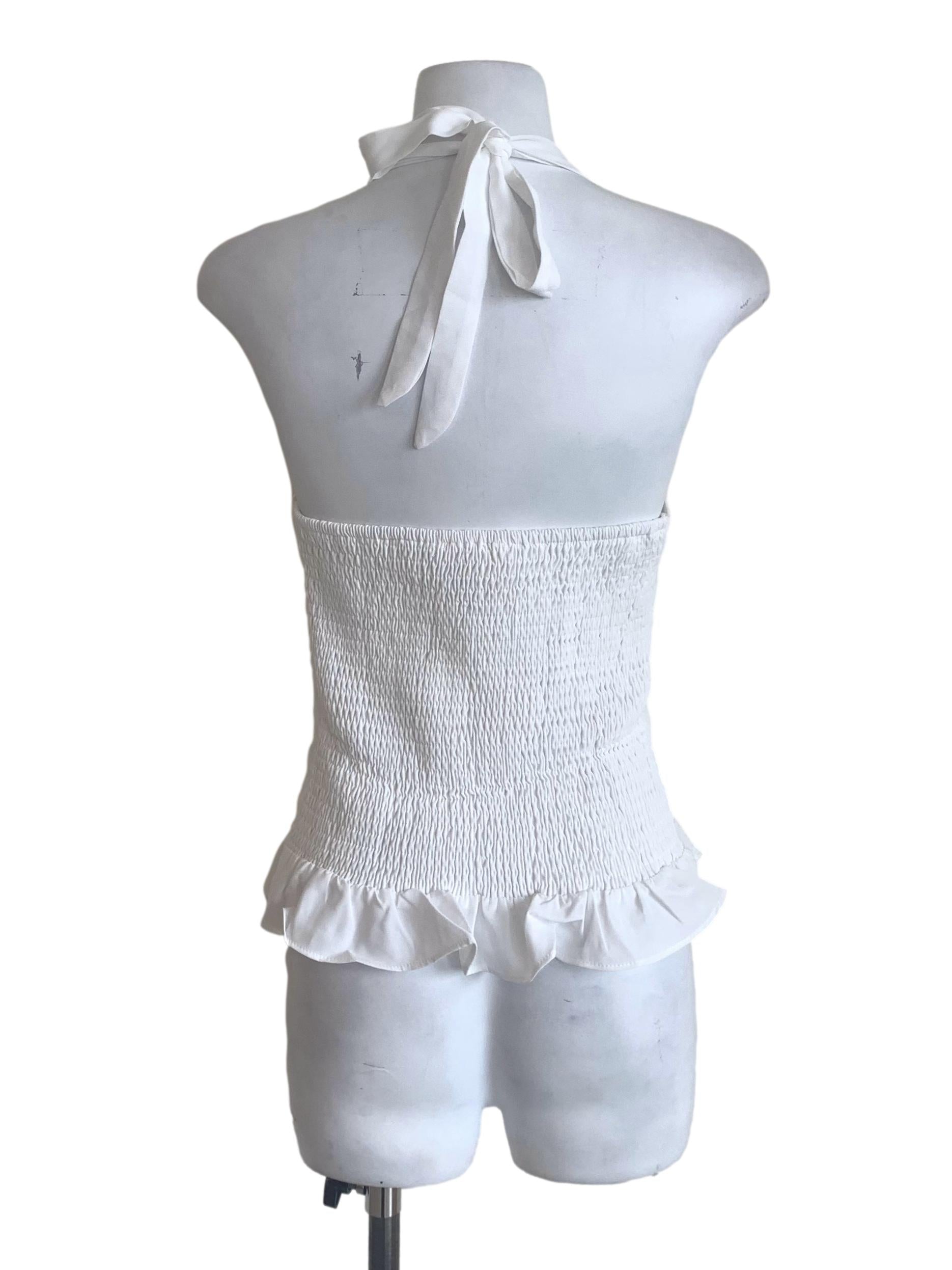 Chiffon White Sweetheart Halter Top