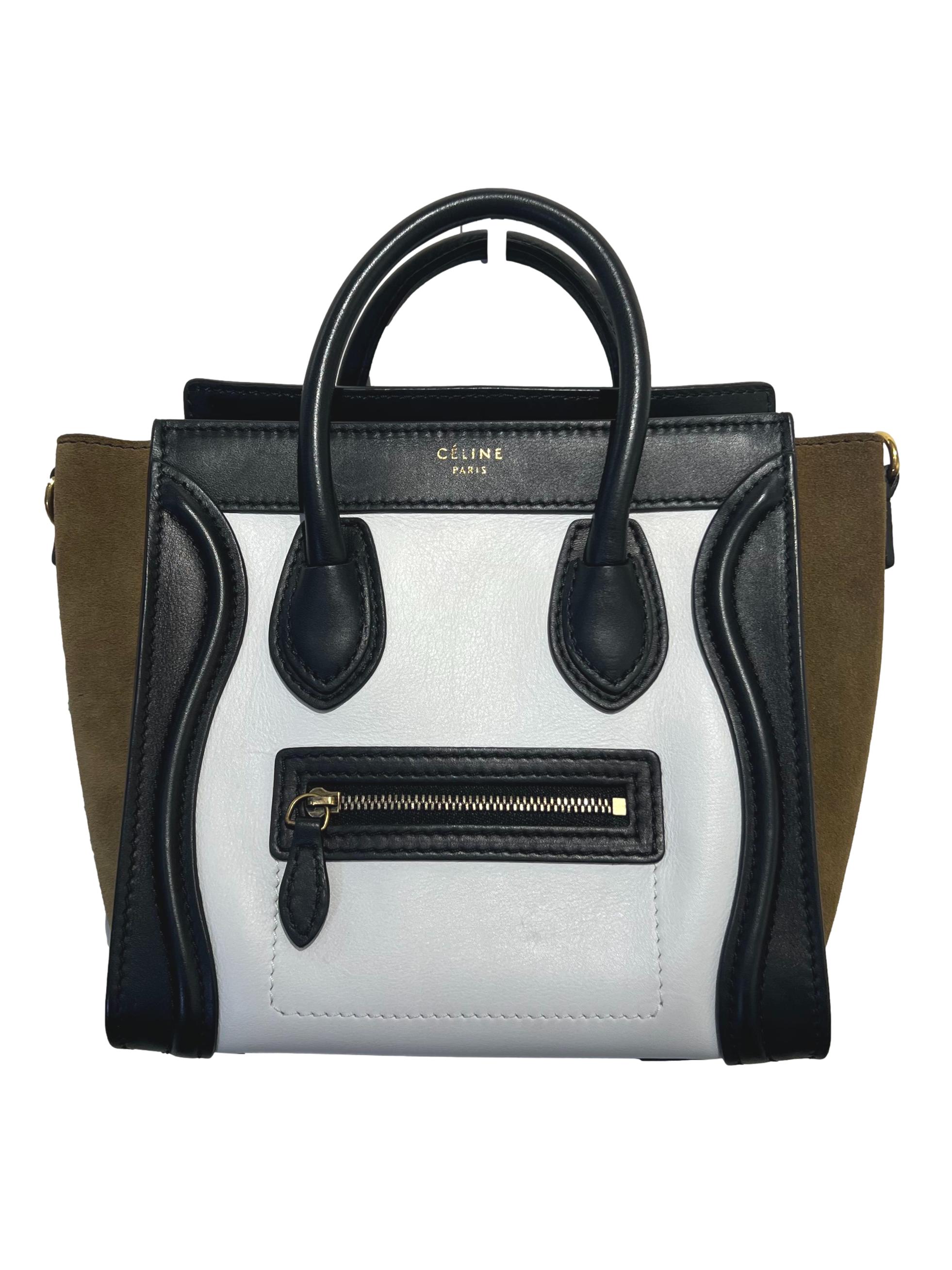 White Leather Celine Mini Lugge Handbag CSN