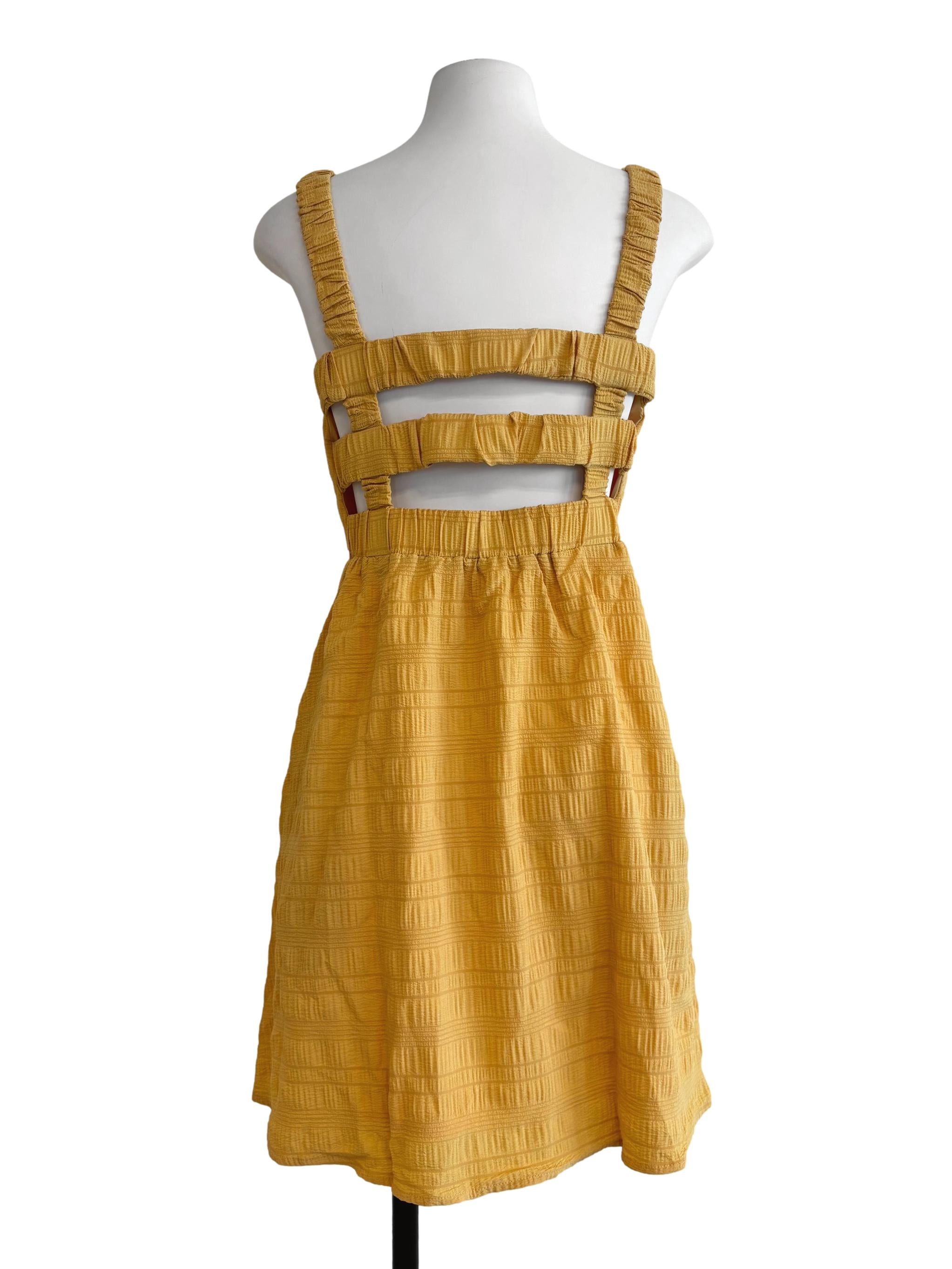 Canary Yellow Textured A-Line Dress