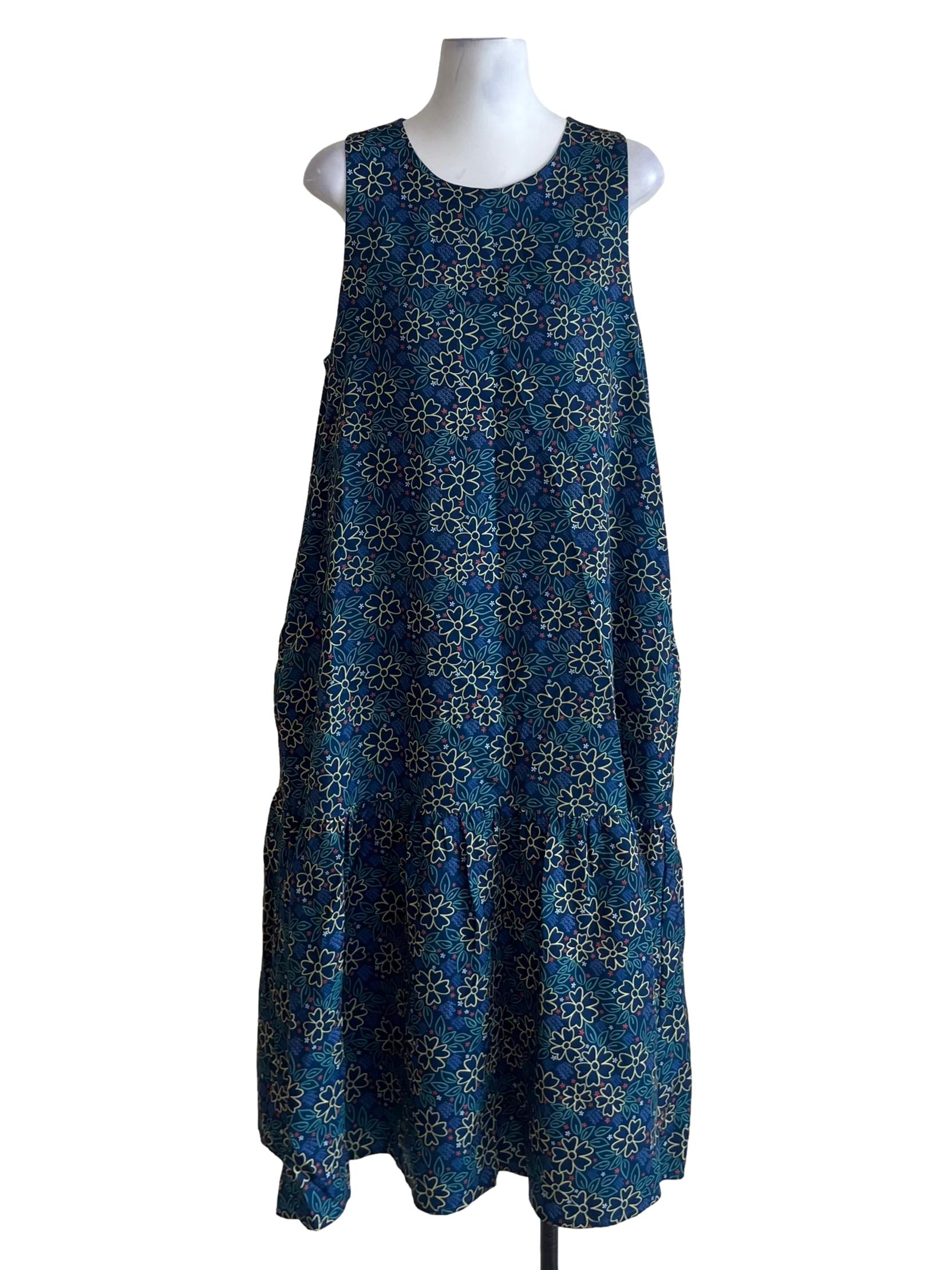 Navy Blue Floral Shift Dress