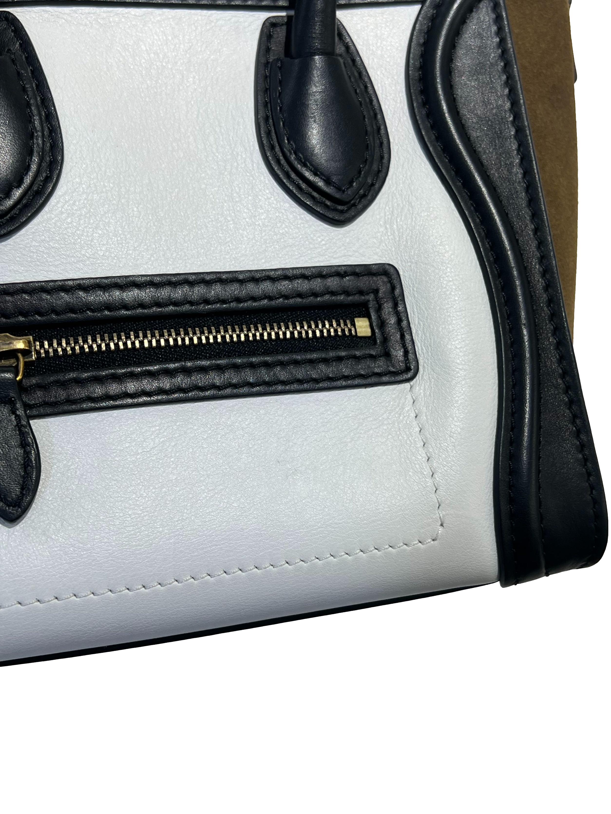 White Leather Celine Mini Lugge Handbag CSN