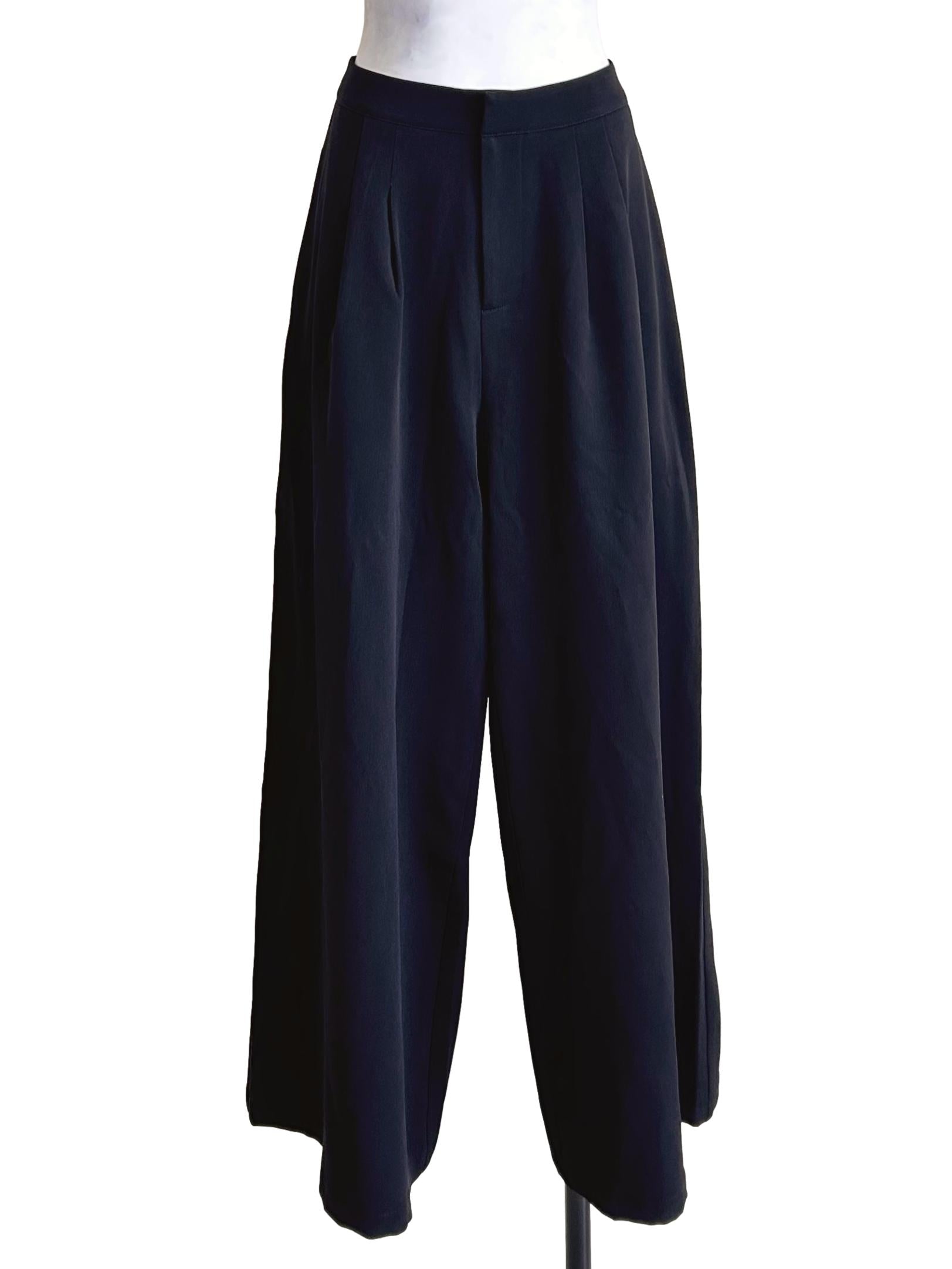 Black Pleated Wide Leg Pants