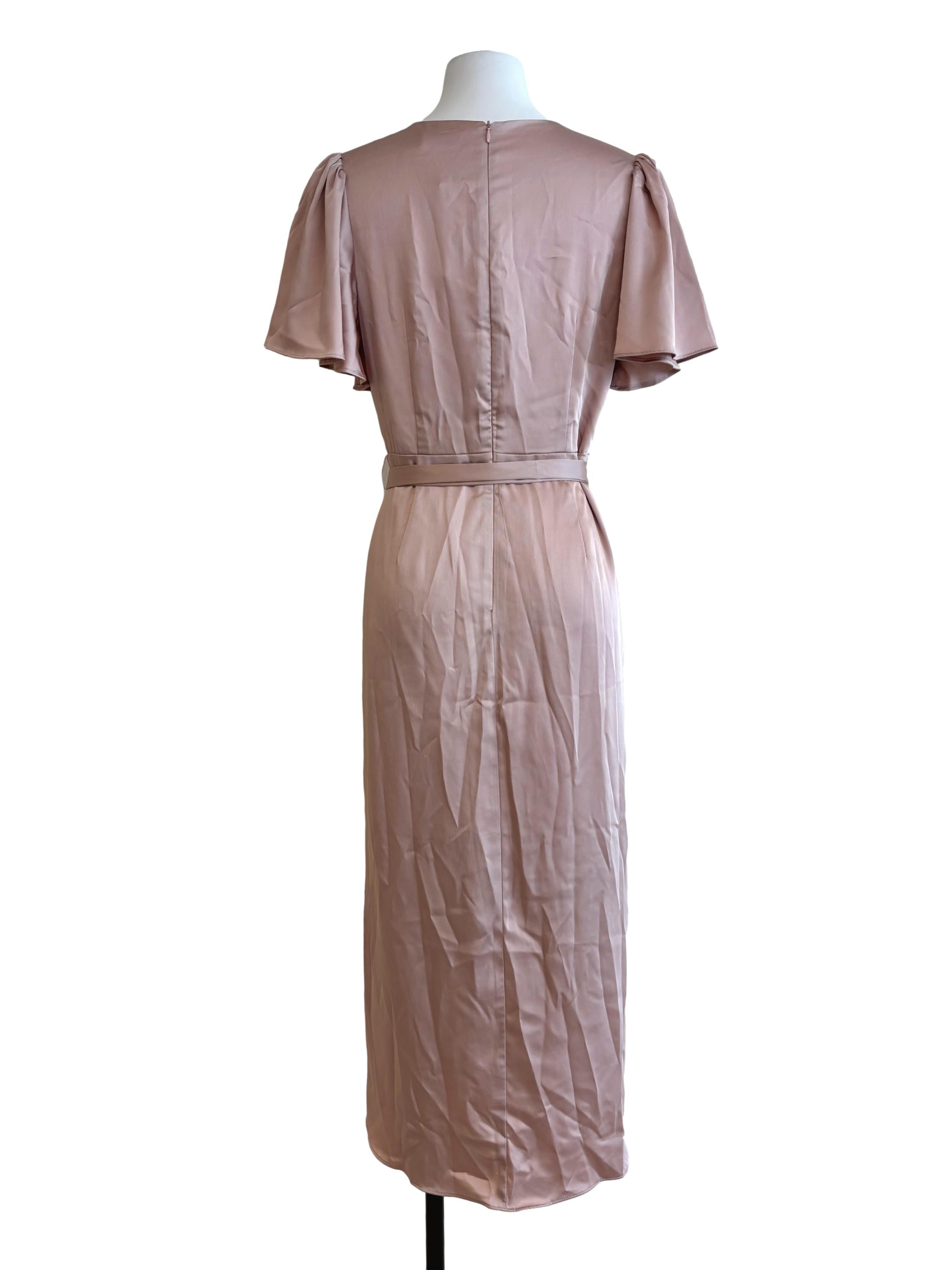 Rose Gold Butterfly Sleeve Satin Dress