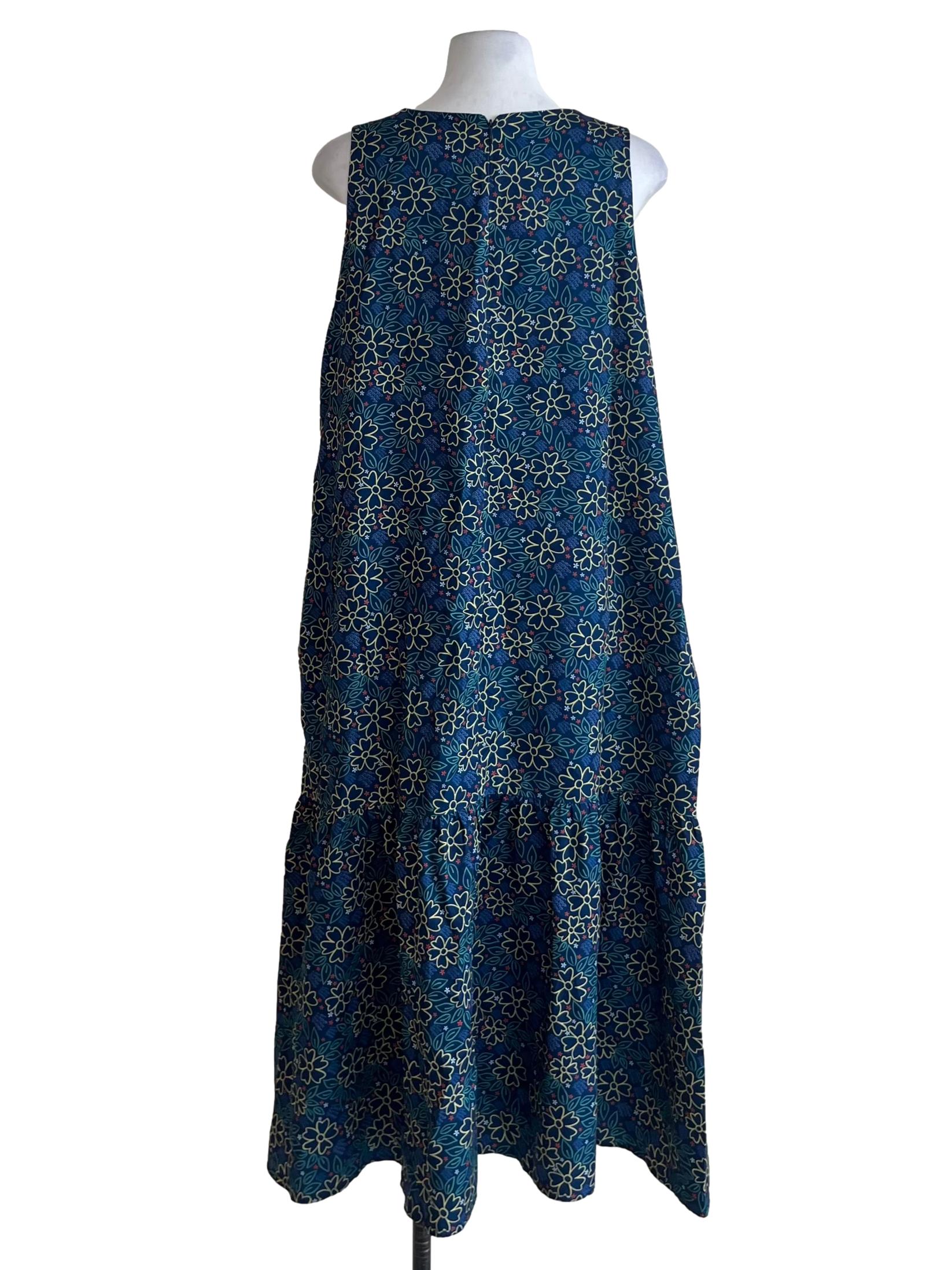 Navy Blue Floral Shift Dress