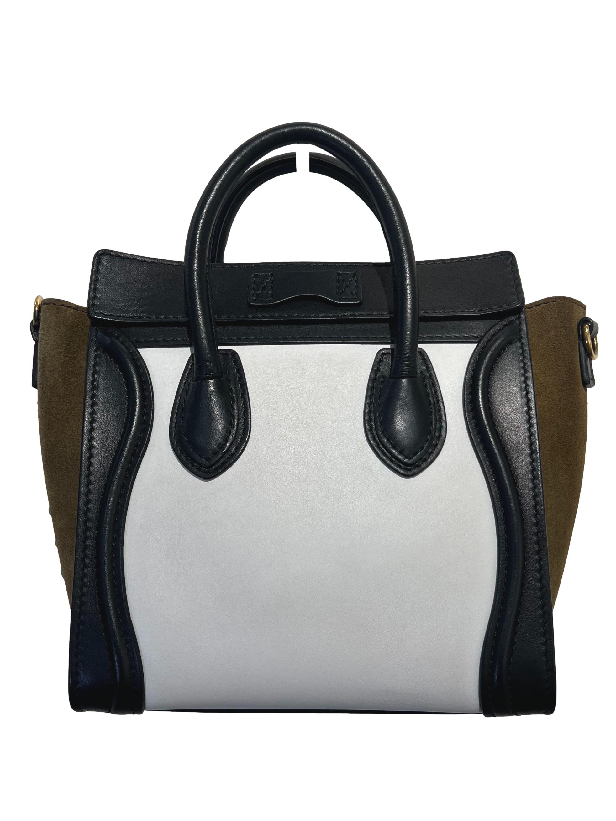 White Leather Celine Mini Lugge Handbag CSN