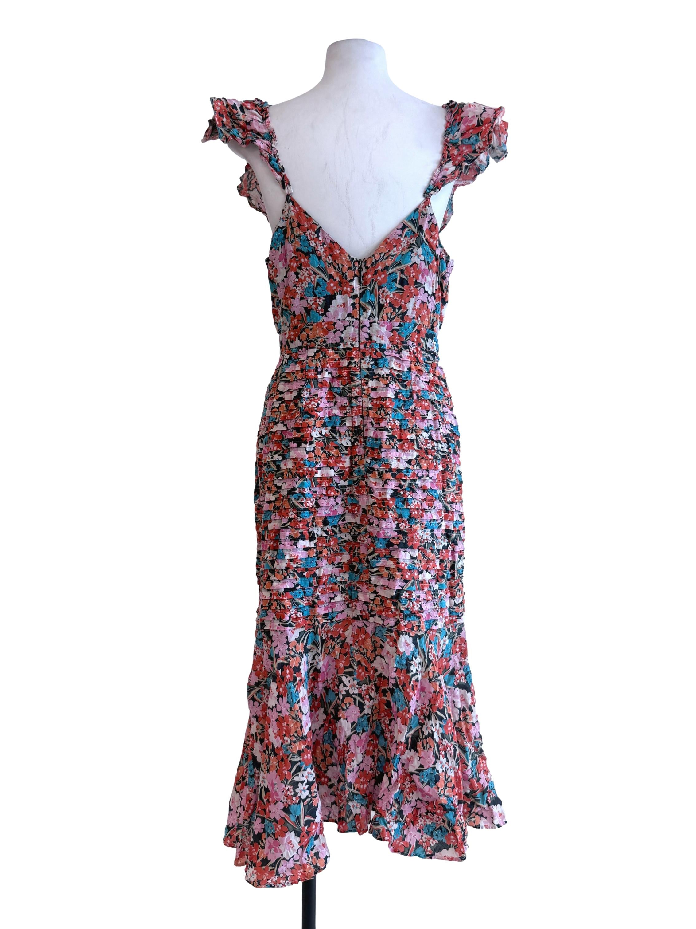 Floral Pink Slip Pleated Dress
