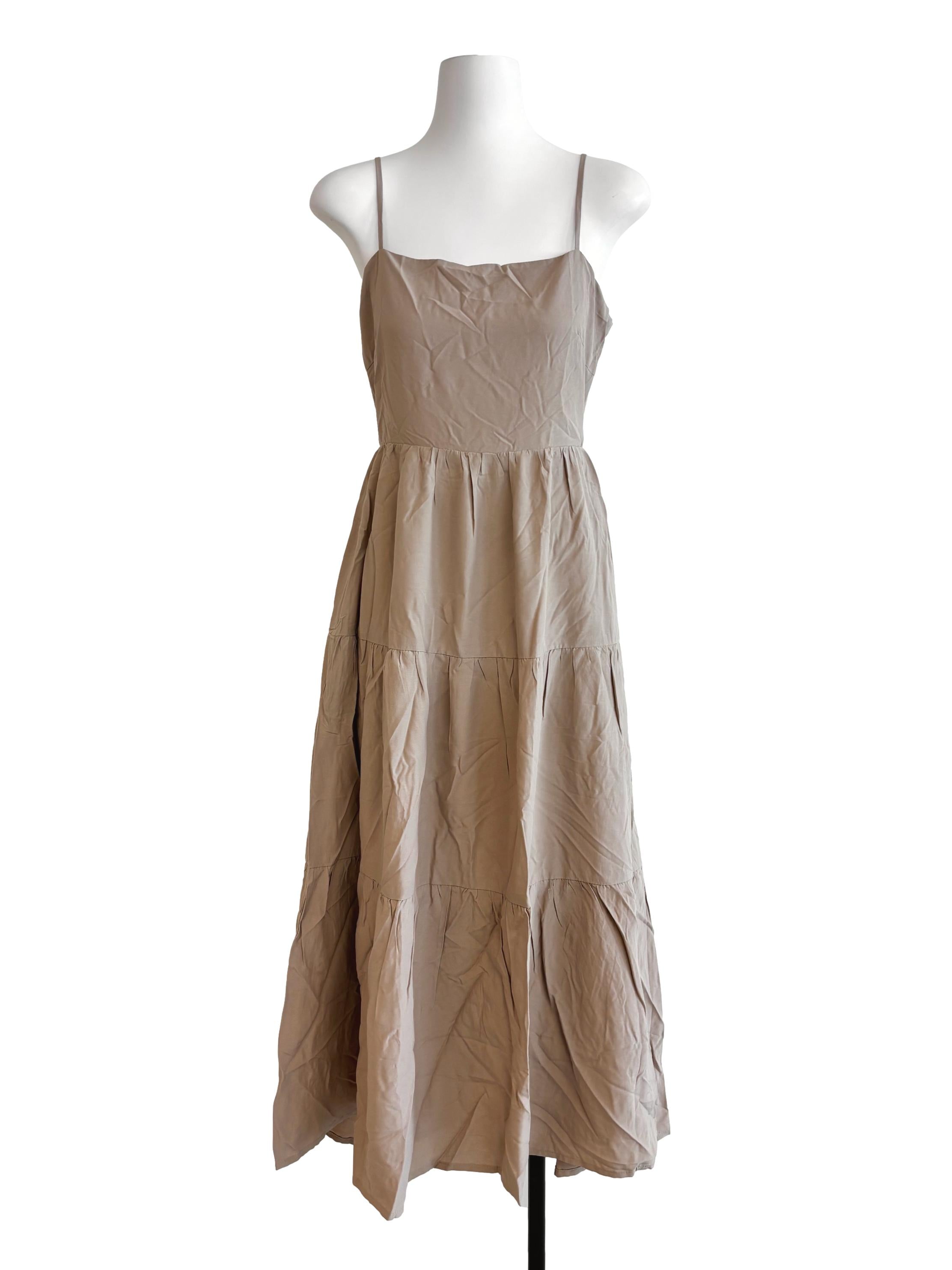 Khaki Brown Cami Tier Dress