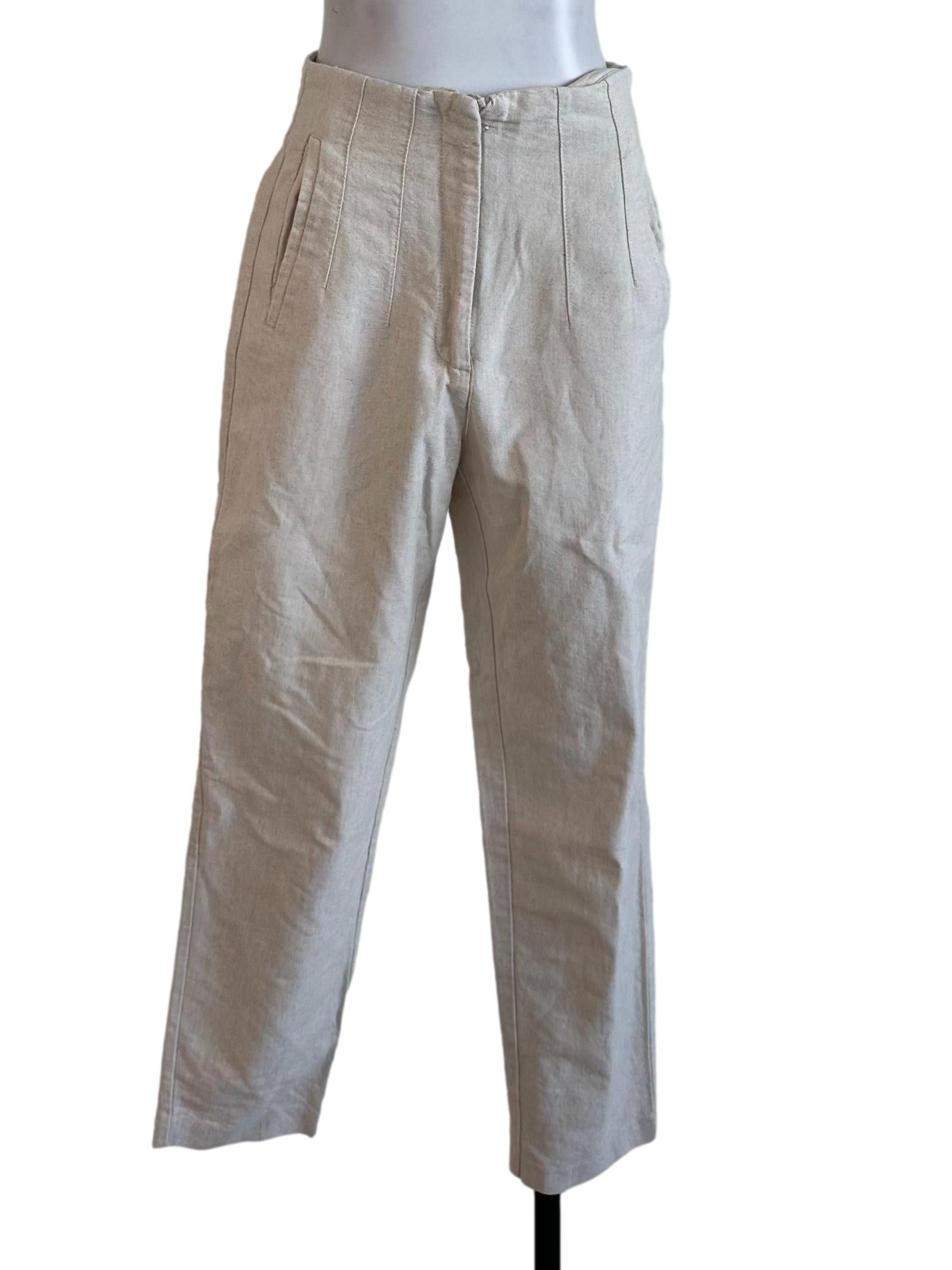 Oat Beige Denim Long Pants