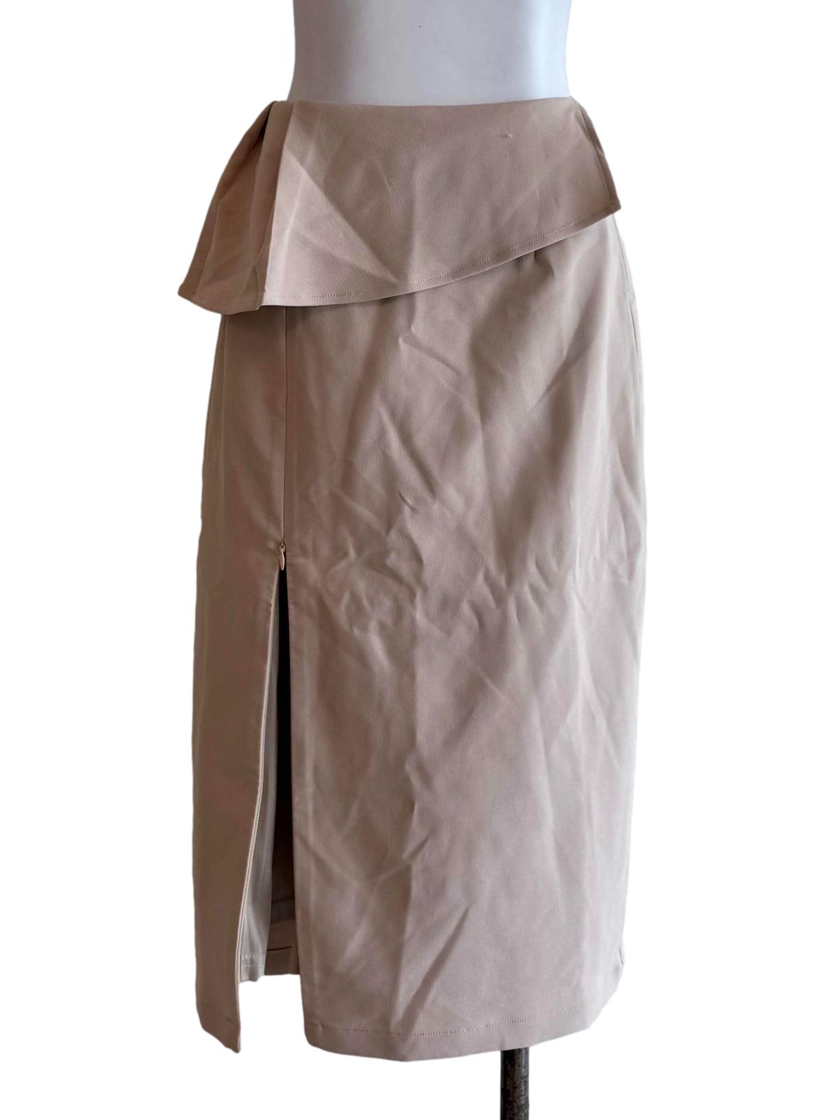 Beige Front Slit Skirt