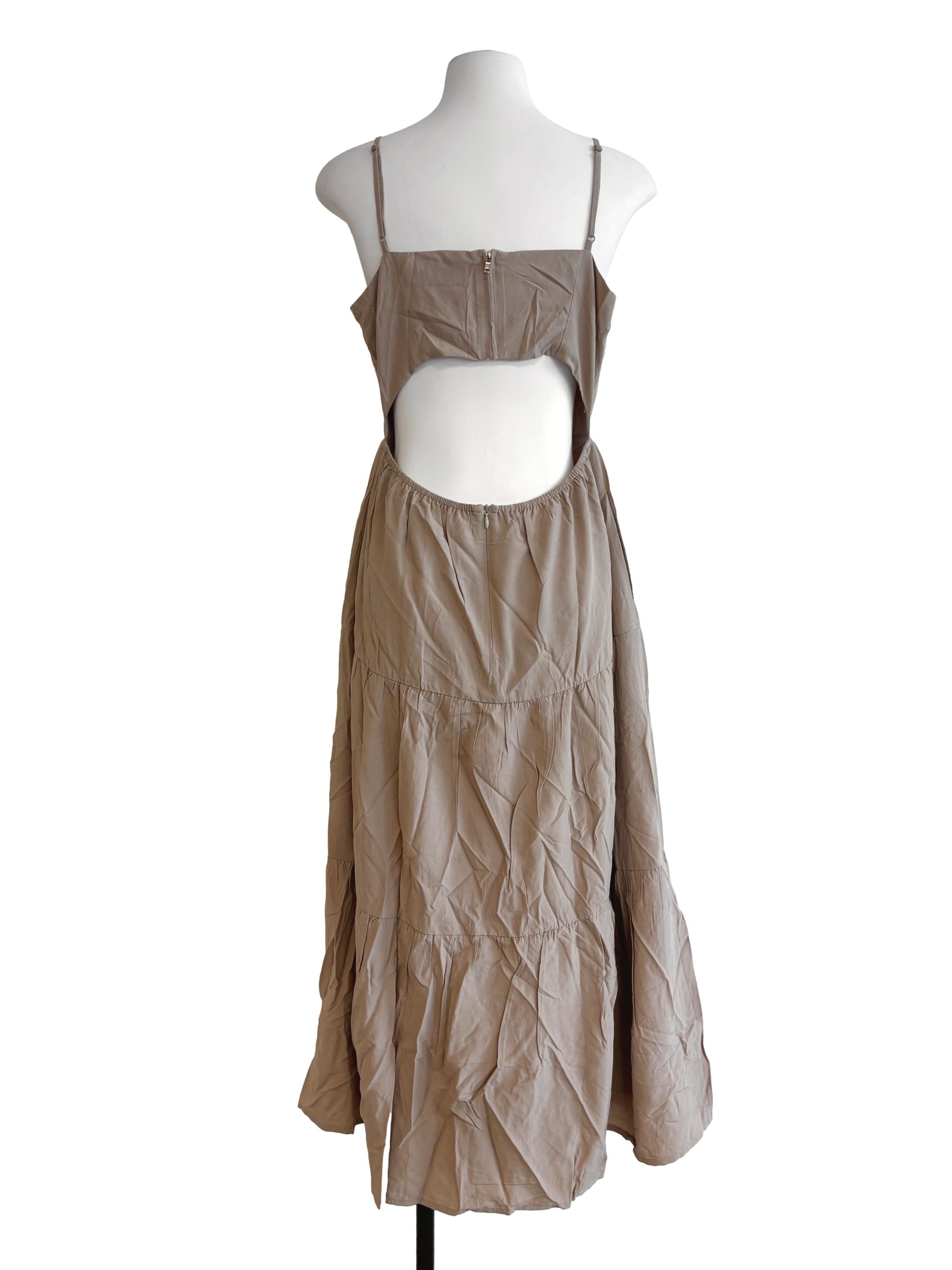 Khaki Brown Cami Tier Dress