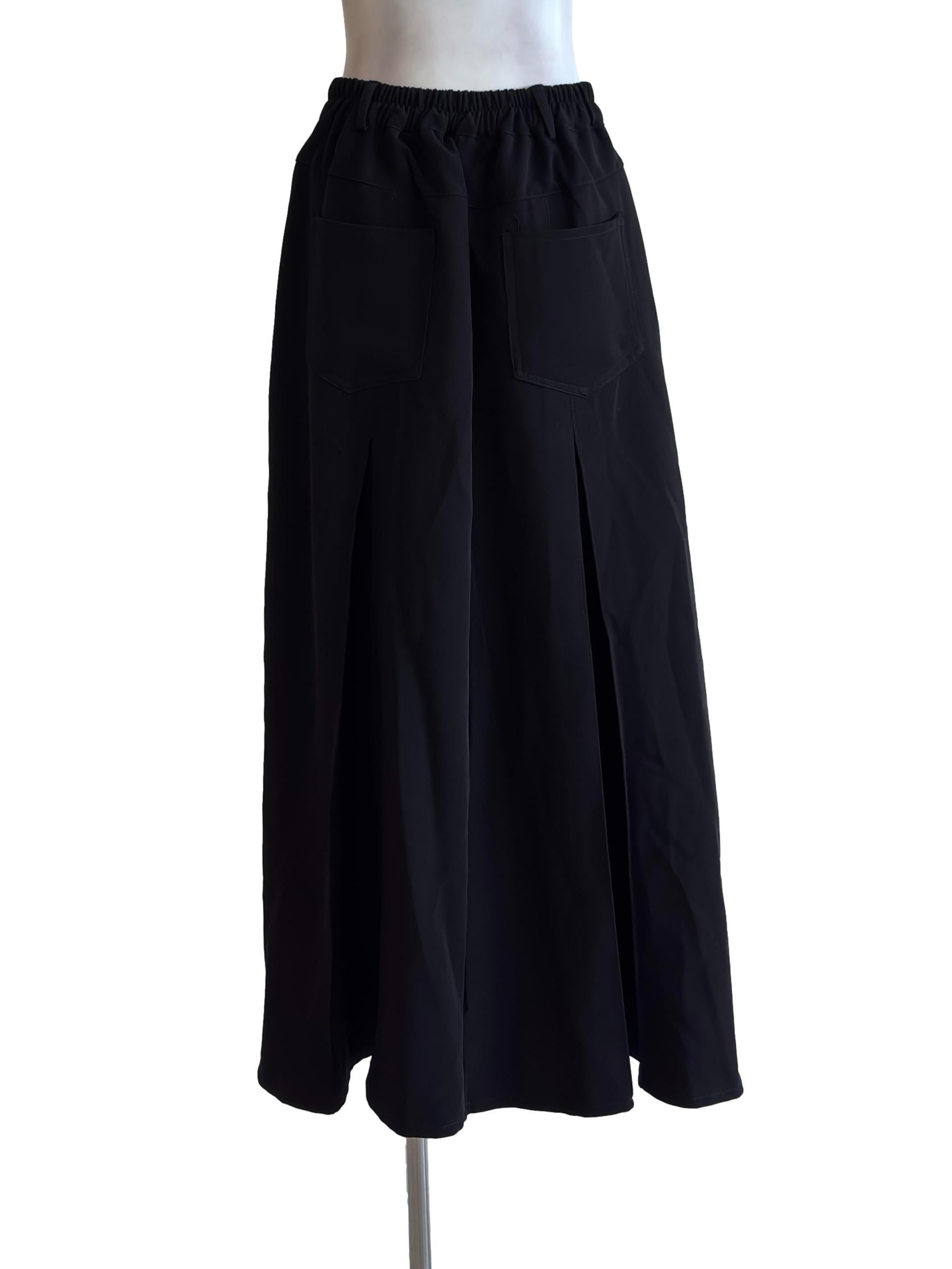 Jet Black Pleated Maxi Skirt