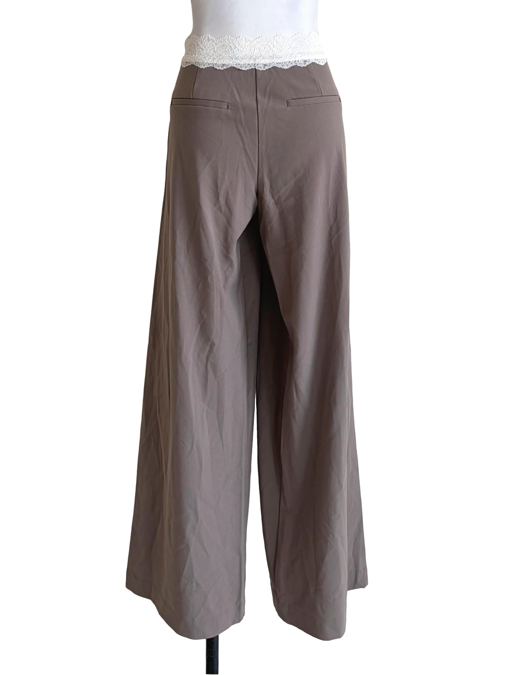 Ash Grey Lace Hem Pants