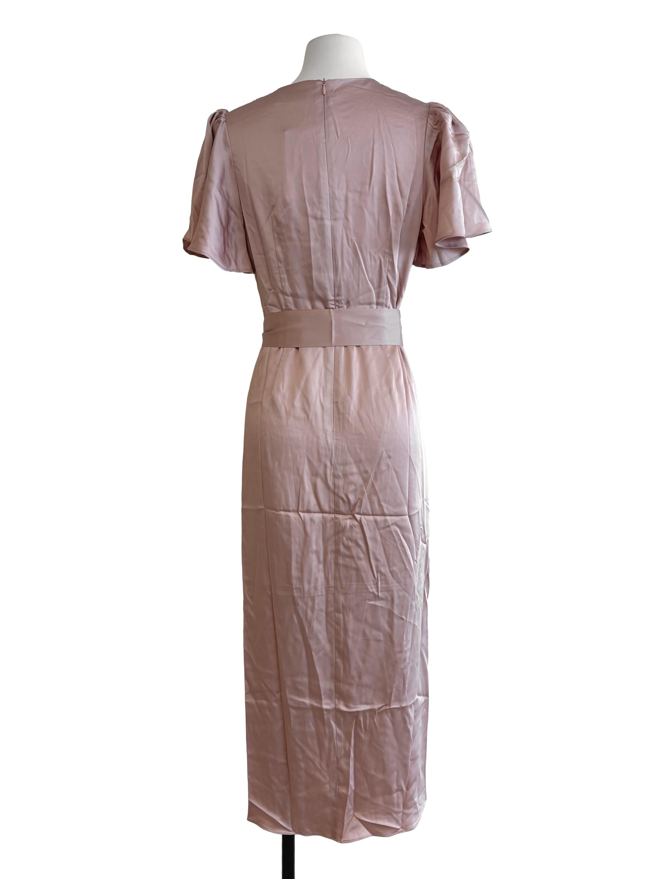 Rose Gold Butterfly Sleeve Satin Dress