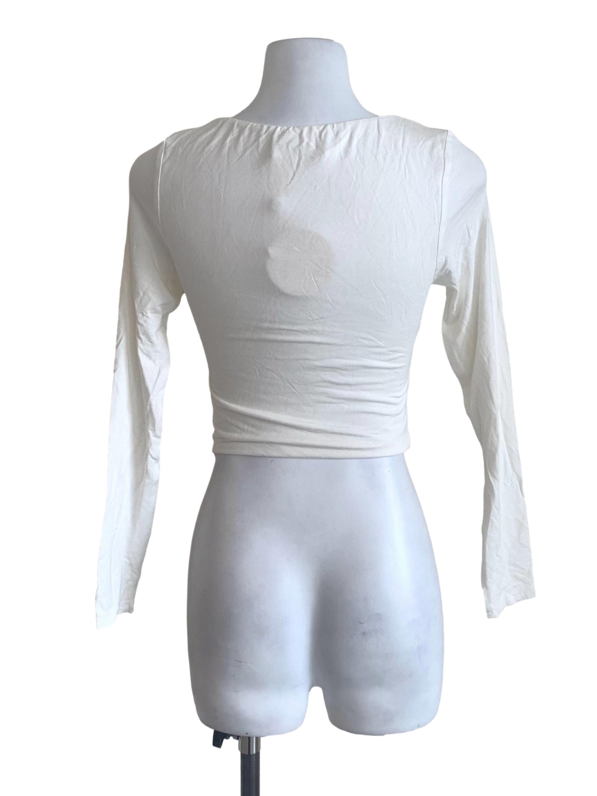 Chiffon White U-Neck Top