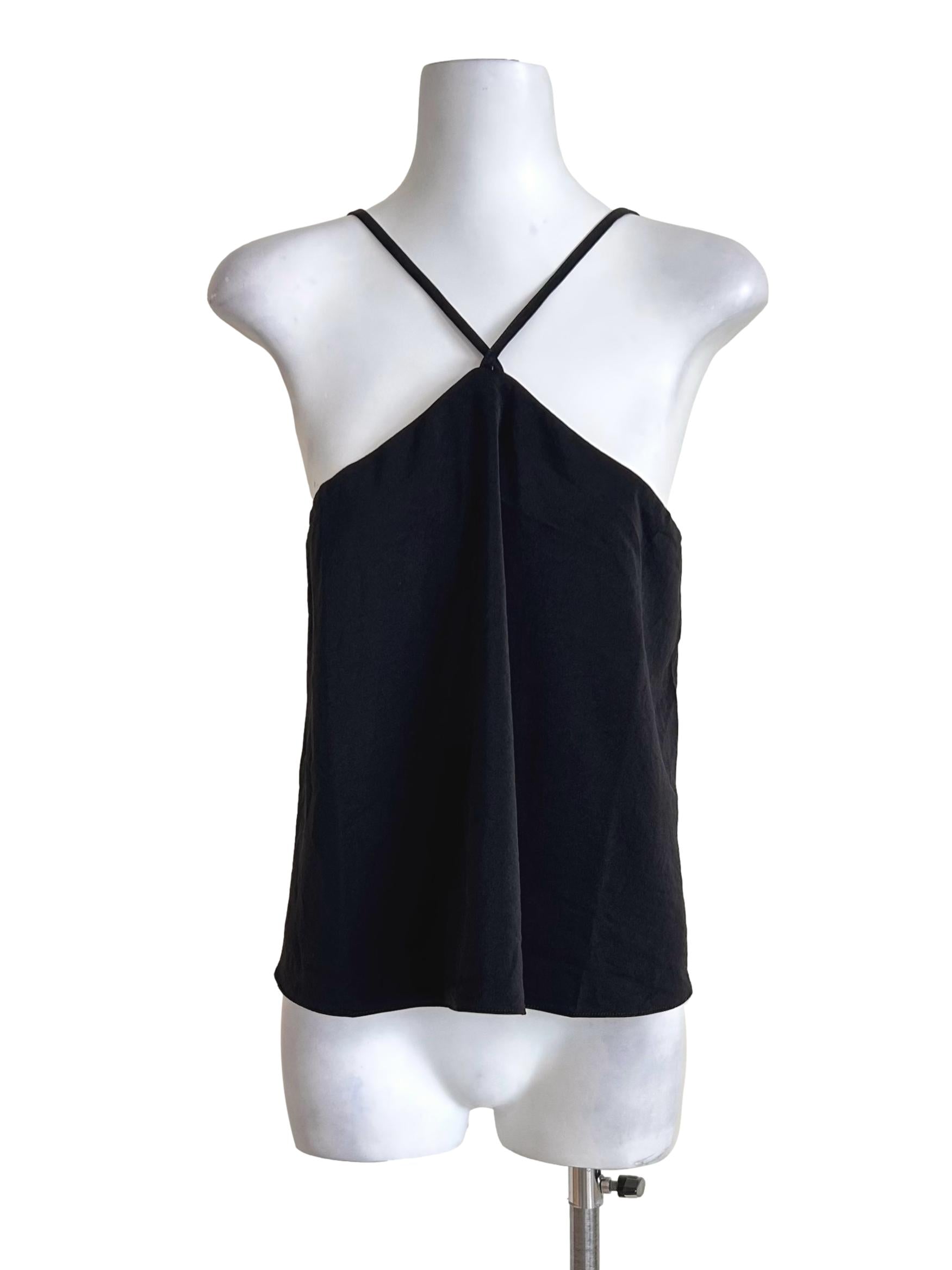 Black Cross Back Halter Top TWL