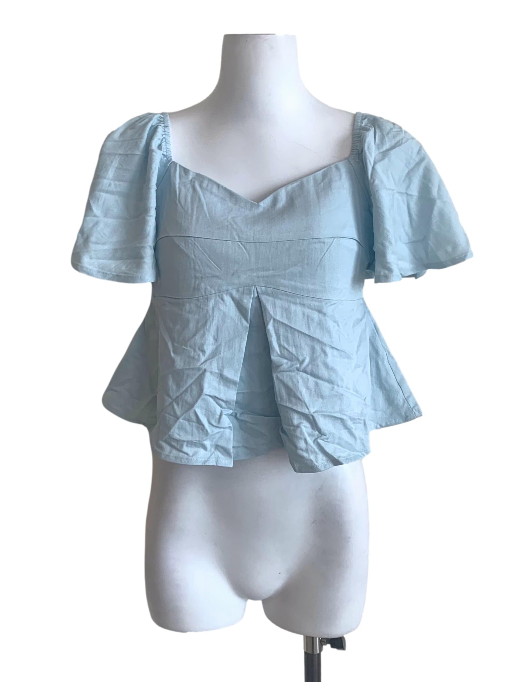 Light Blue Peplum Top