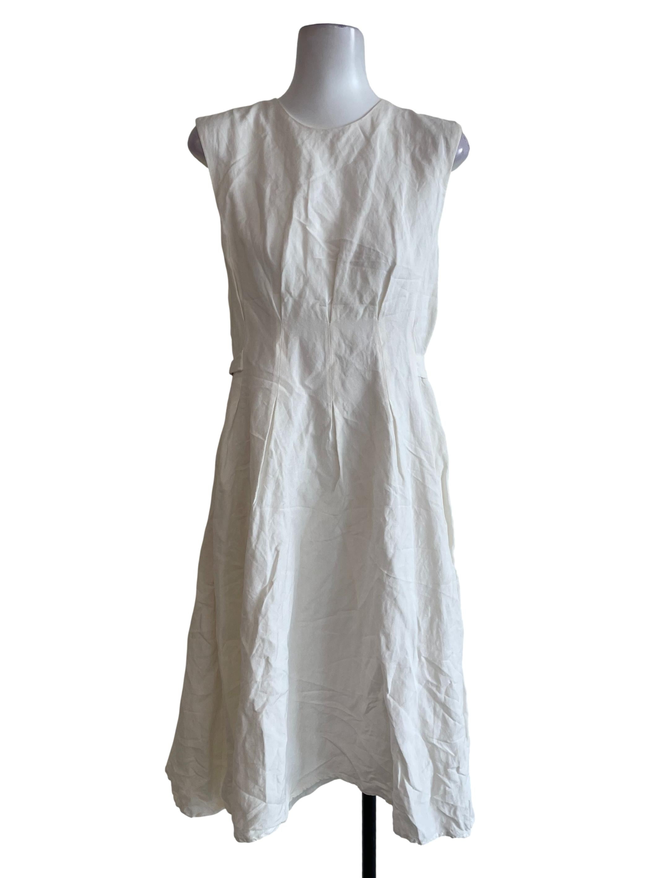 White Round Neck Dress