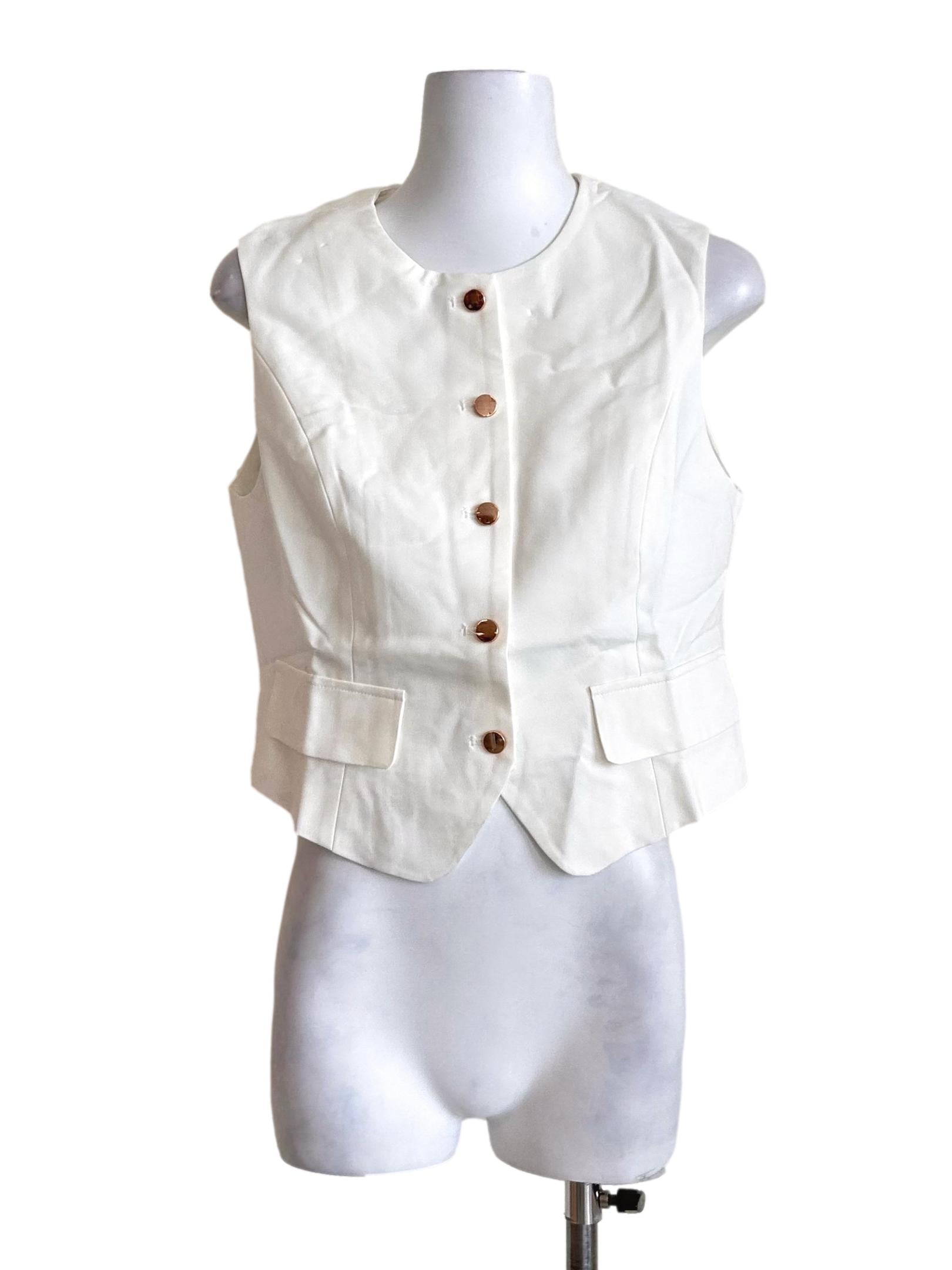 White Button Up Waistcoat Vest