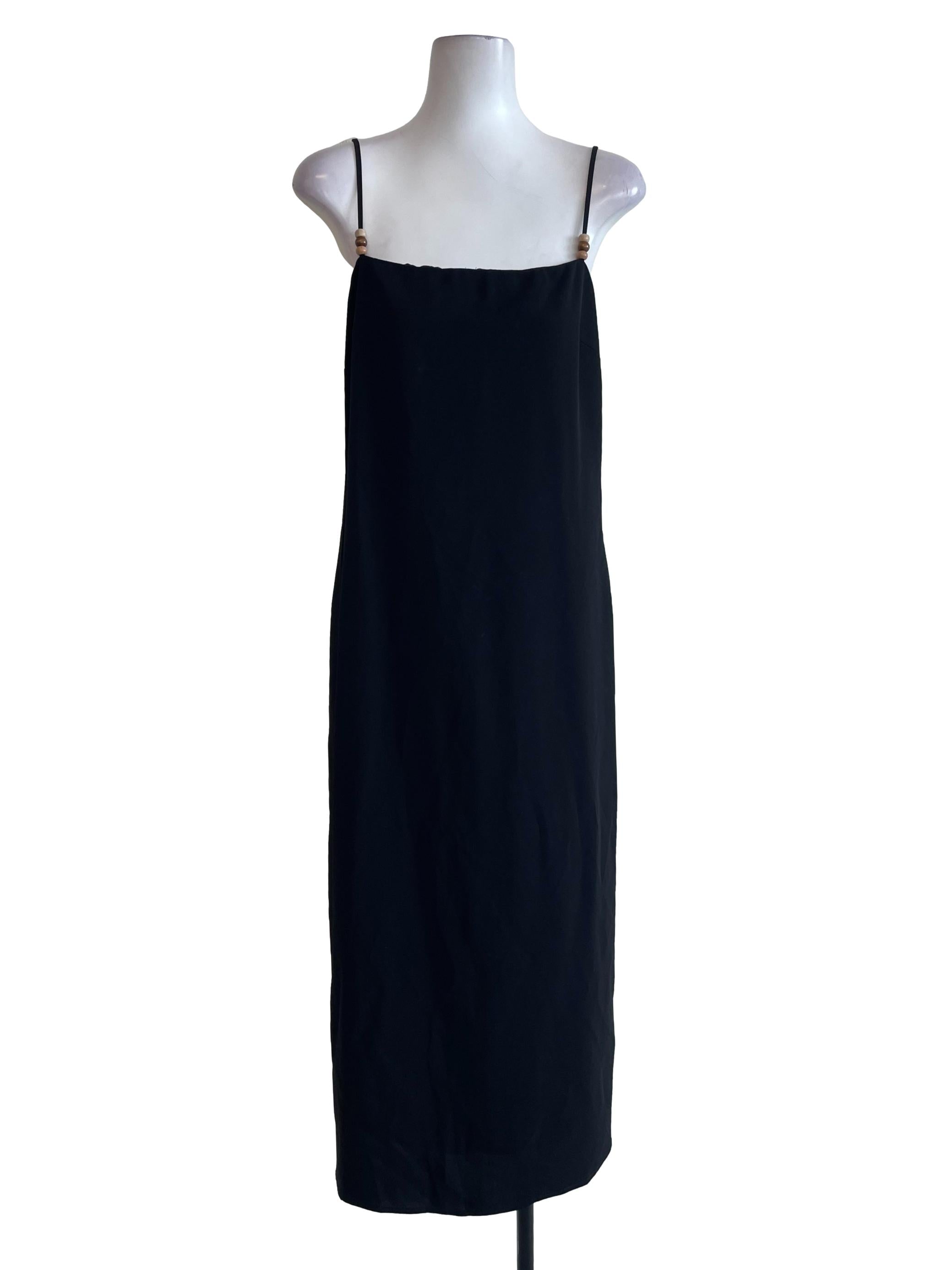 Black Spaghetti Strap Slip Dress